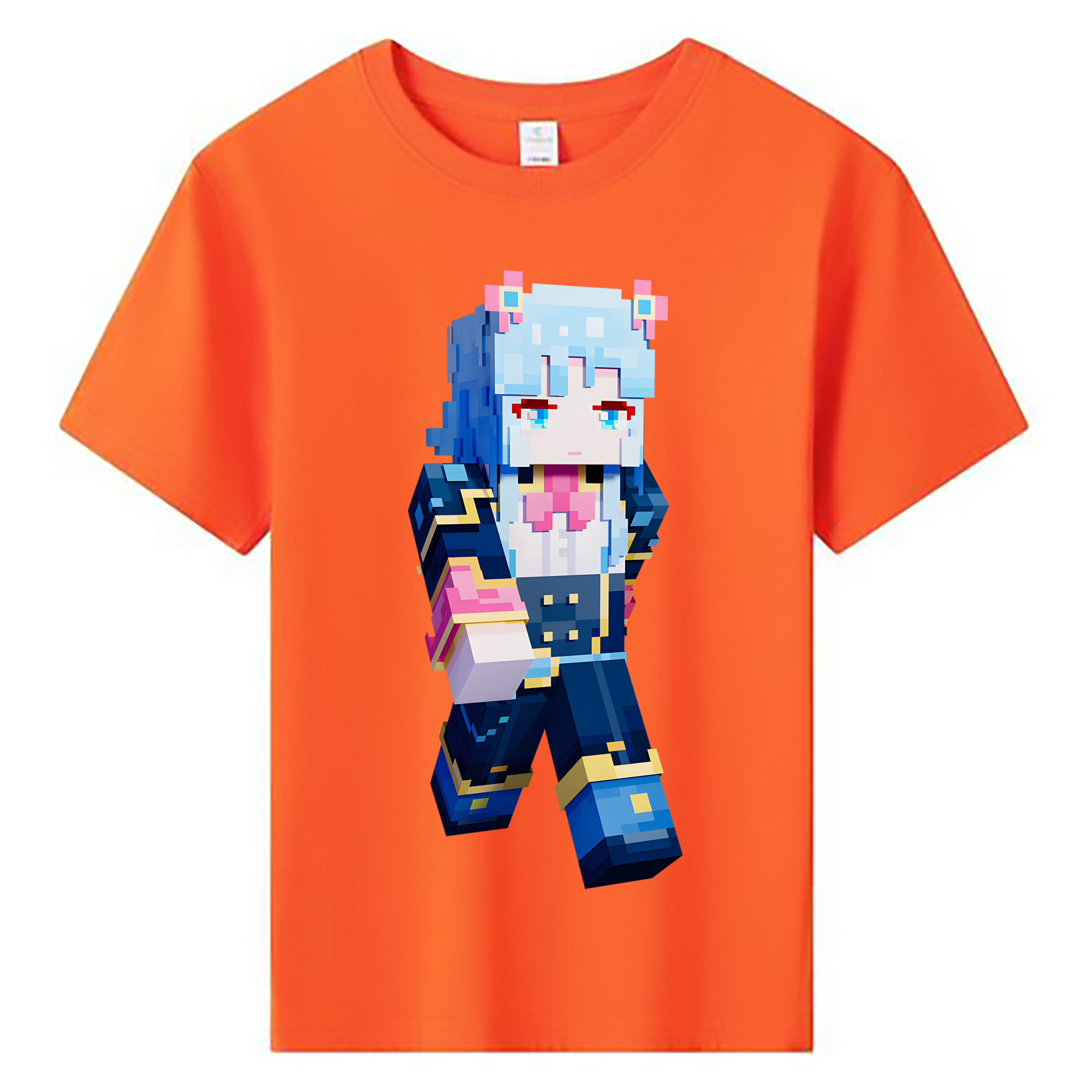 （画像用） マインクラフト ブロックの世界 Minecraft MC Block world 綿100％キッズTシャツ（フロントプリント）