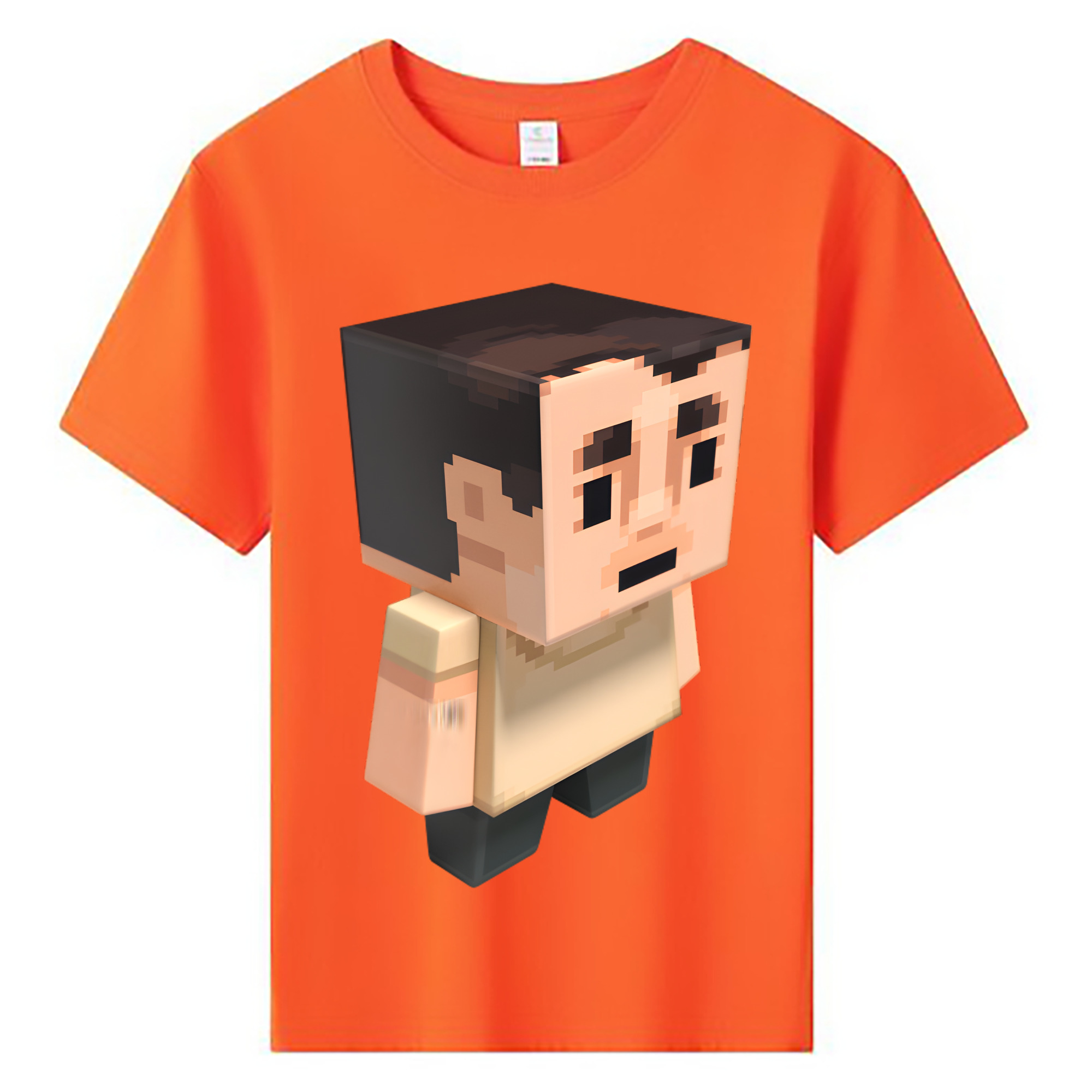 （画像用） マインクラフト ブロックの世界 Minecraft MC Block world 綿100％キッズTシャツ（フロントプリント）