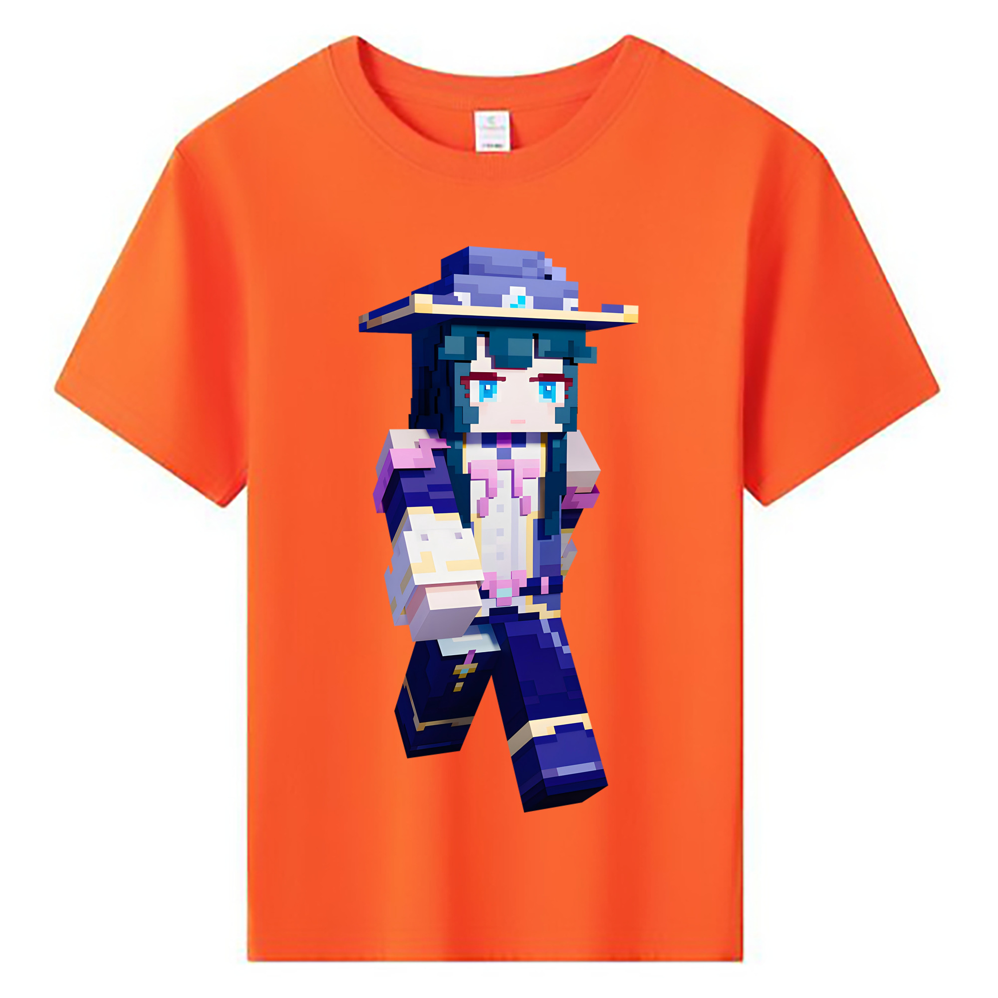 （画像用） マインクラフト ブロックの世界 Minecraft MC Block world 綿100％キッズTシャツ（フロントプリント）