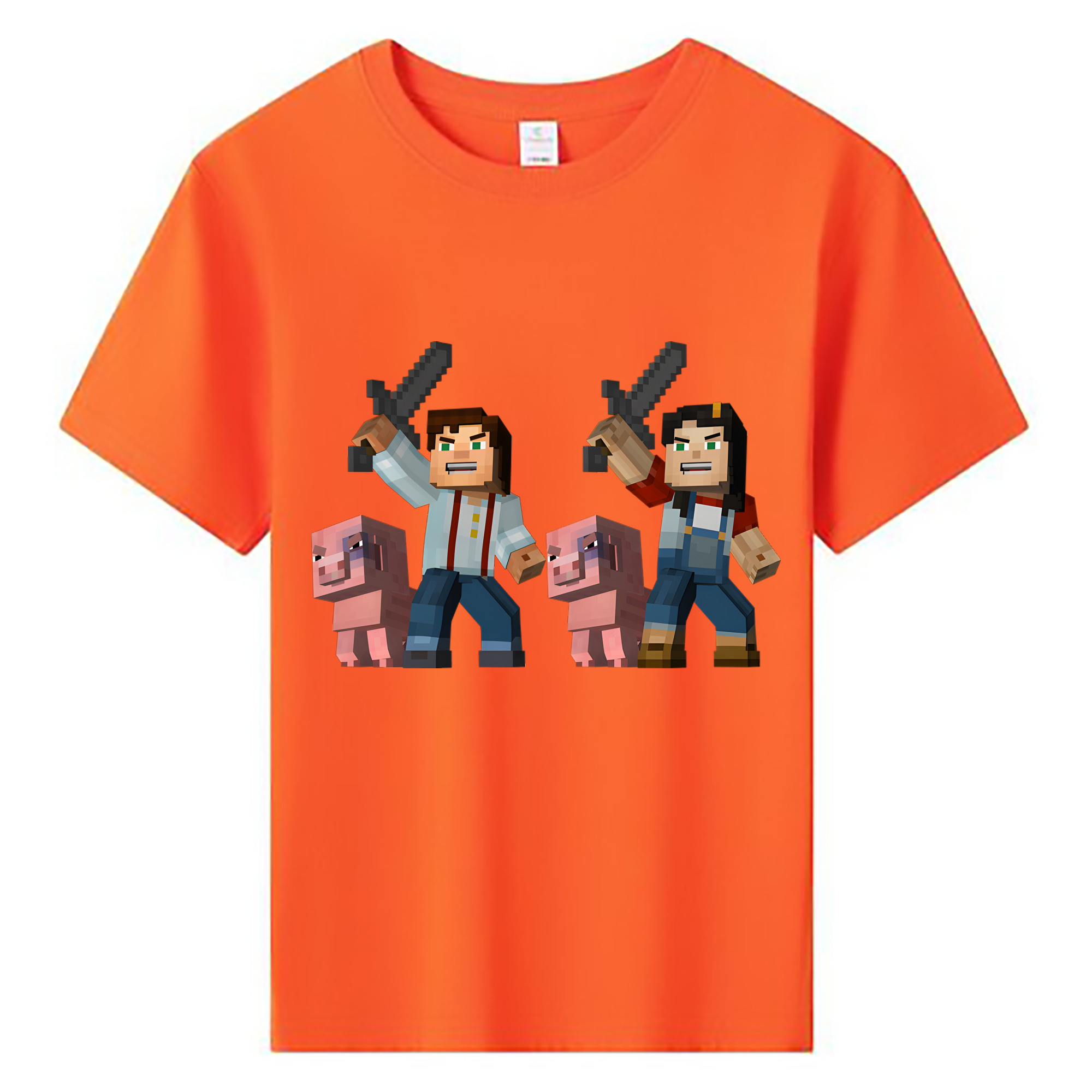 （画像用） マインクラフト ブロックの世界 Minecraft MC Block world 綿100％キッズTシャツ（フロントプリント）