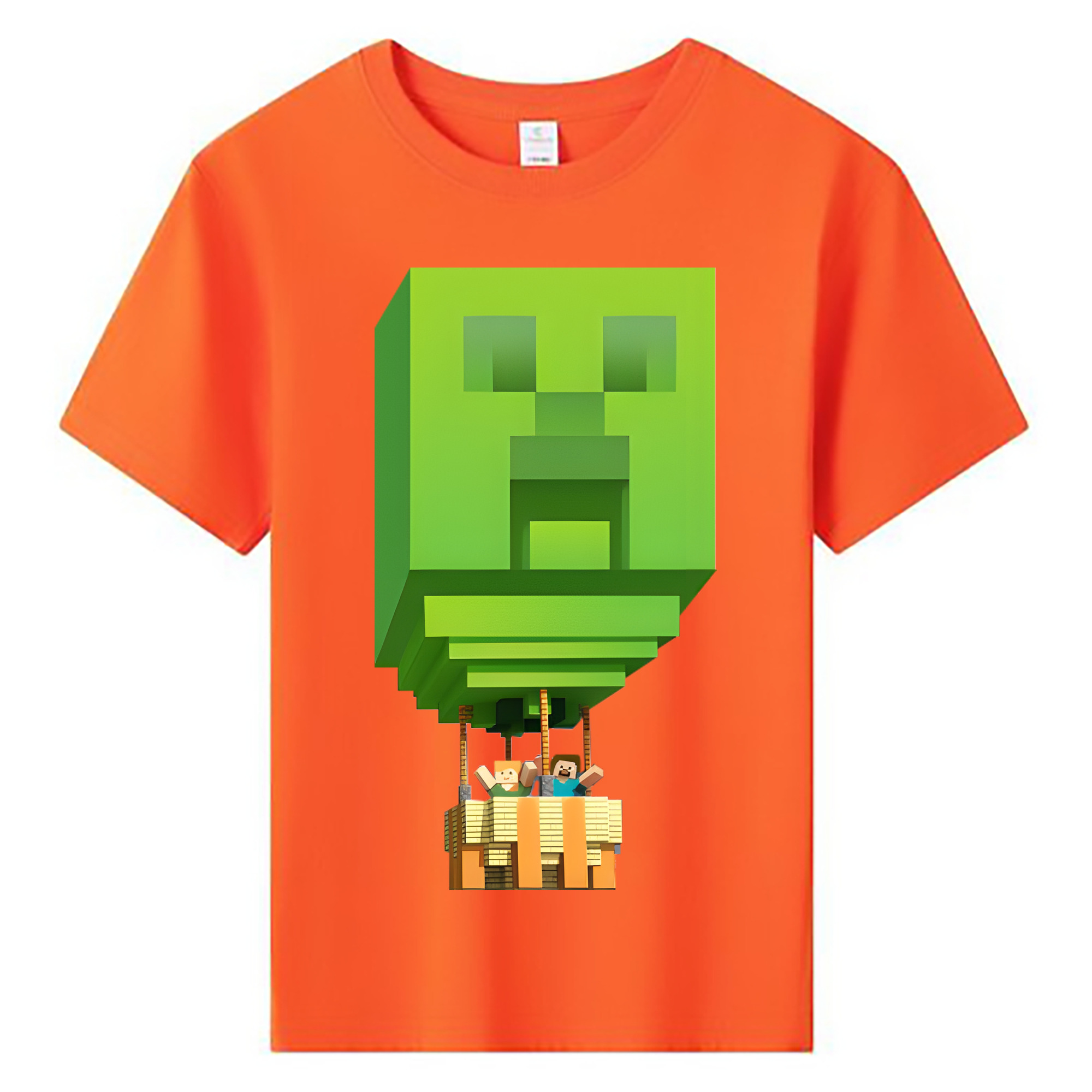 （画像用） マインクラフト ブロックの世界 Minecraft MC Block world 綿100％キッズTシャツ（フロントプリント）
