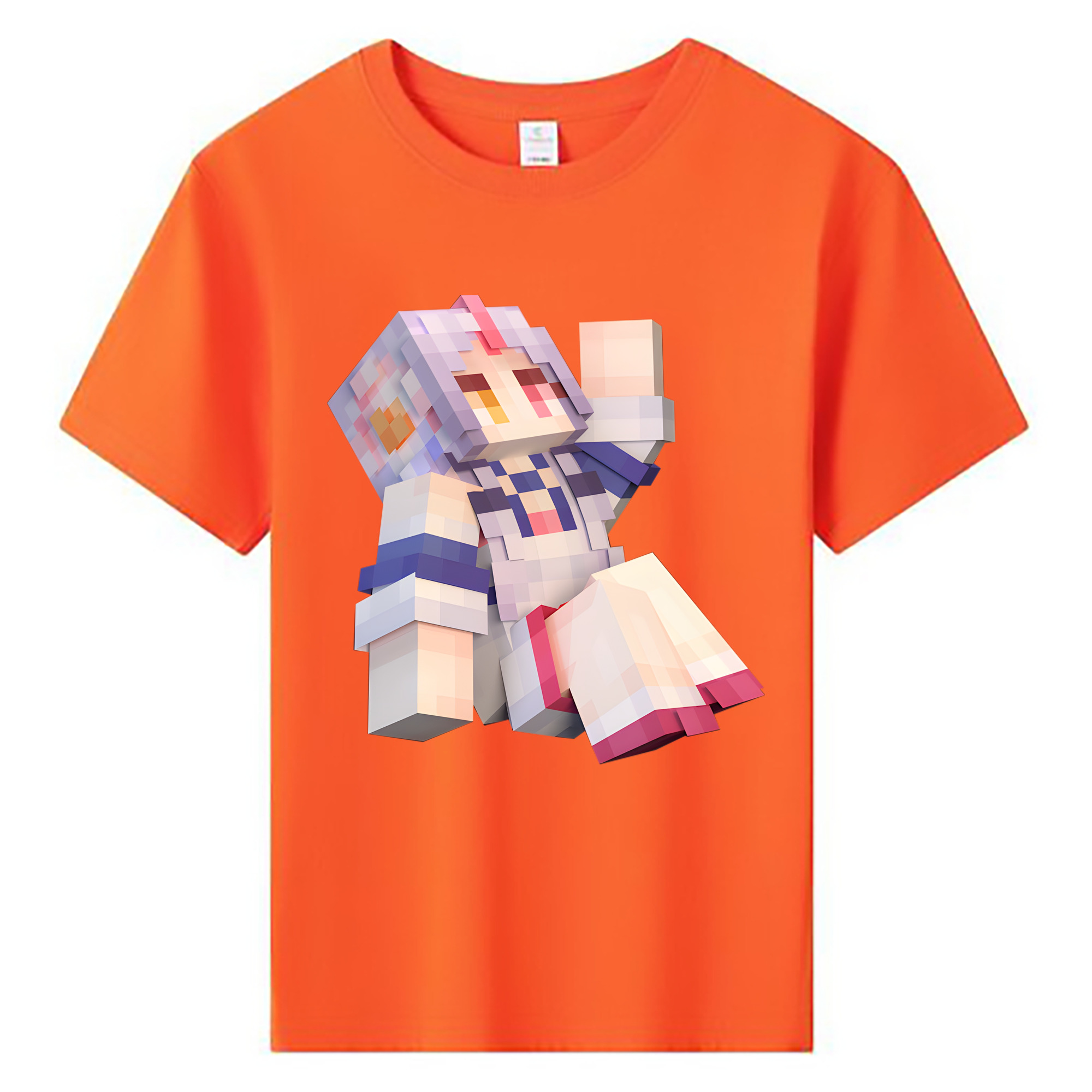 （画像用） マインクラフト ブロックの世界 Minecraft MC Block world 綿100％キッズTシャツ（フロントプリント）
