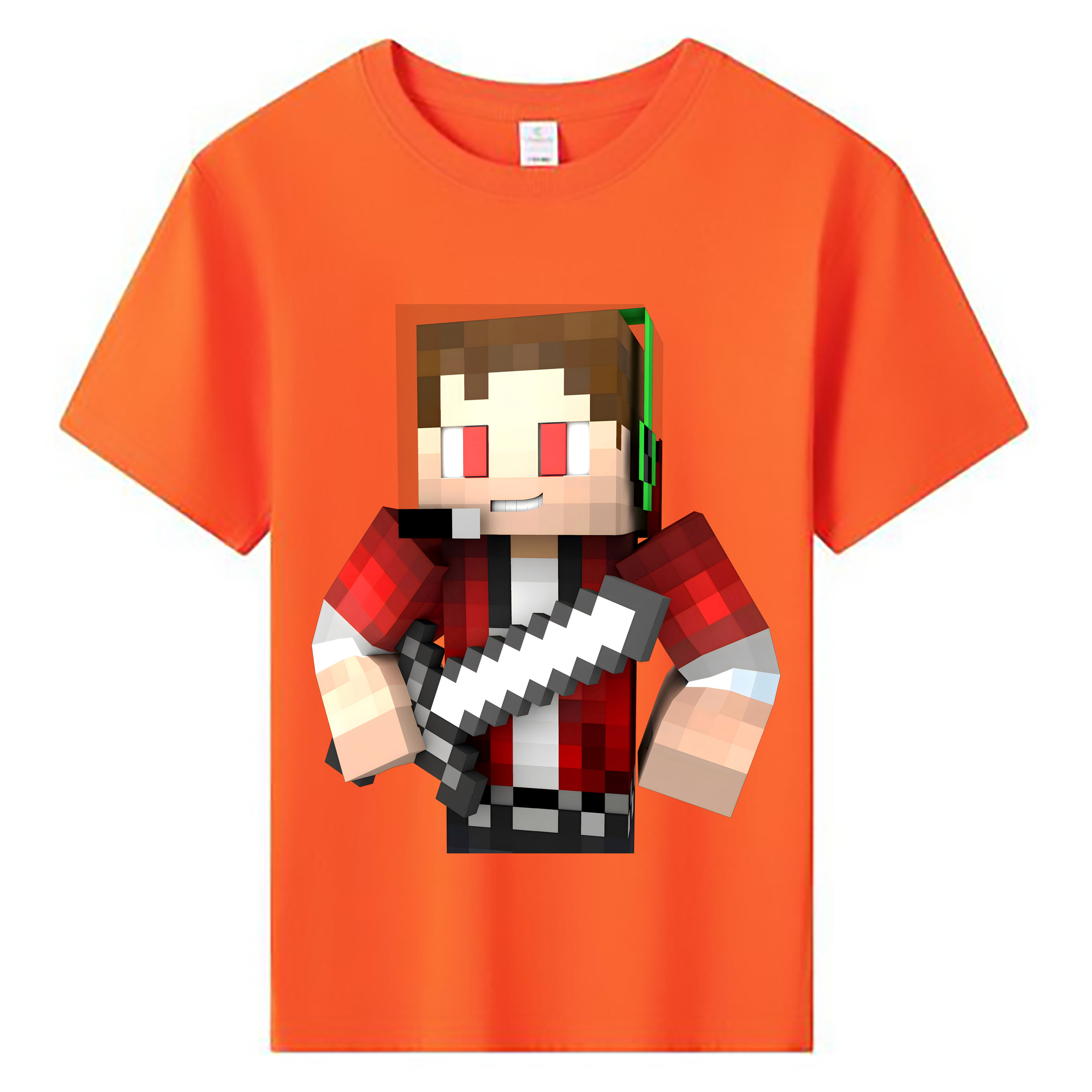 （画像用） マインクラフト ブロックの世界 Minecraft MC Block world 綿100％キッズTシャツ（フロントプリント）