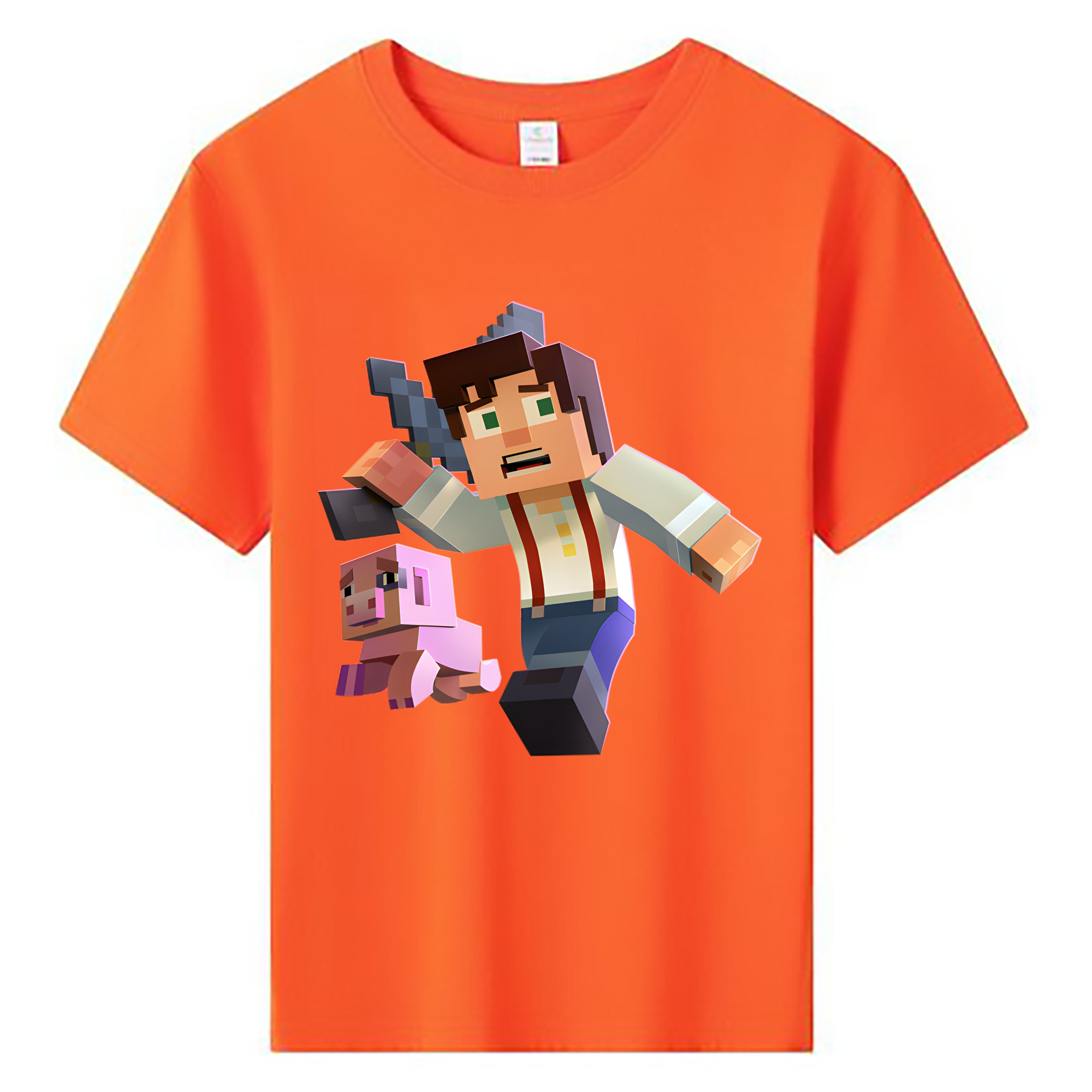 （画像用） マインクラフト ブロックの世界 Minecraft MC Block world 綿100％キッズTシャツ（フロントプリント）