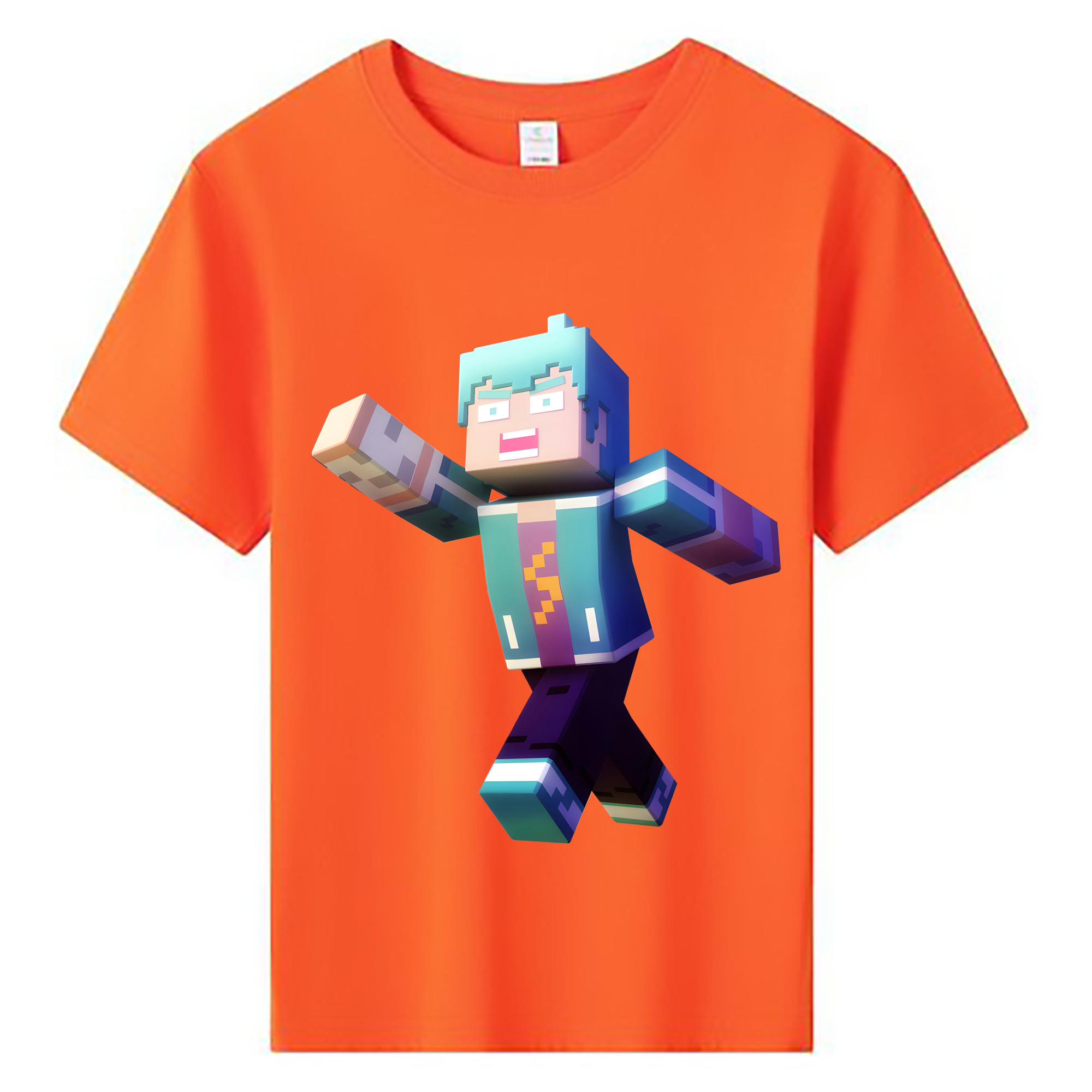 （画像用） マインクラフト ブロックの世界 Minecraft MC Block world 綿100％キッズTシャツ（フロントプリント）