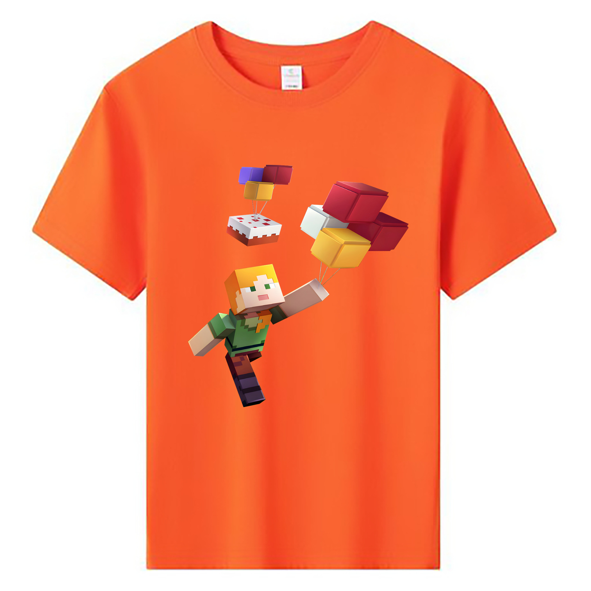 （画像用） マインクラフト ブロックの世界 Minecraft MC Block world 綿100％キッズTシャツ（フロントプリント）