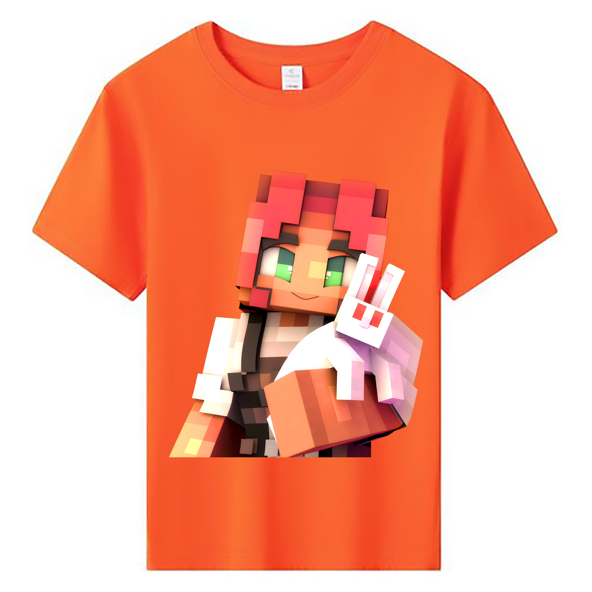 （画像用） マインクラフト ブロックの世界 Minecraft MC Block world 綿100％キッズTシャツ（フロントプリント）
