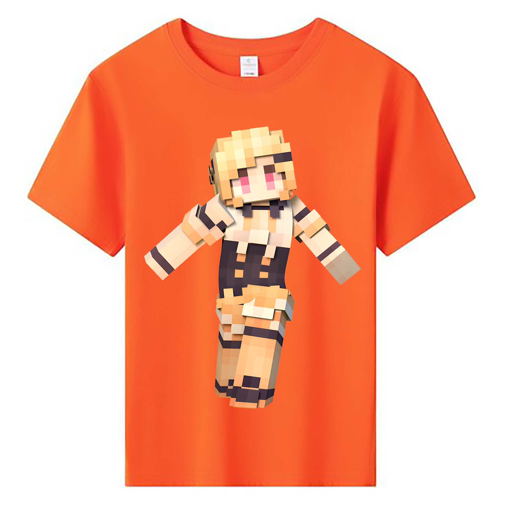 （画像用） マインクラフト ブロックの世界 Minecraft MC Block world 綿100％キッズTシャツ（フロントプリント）