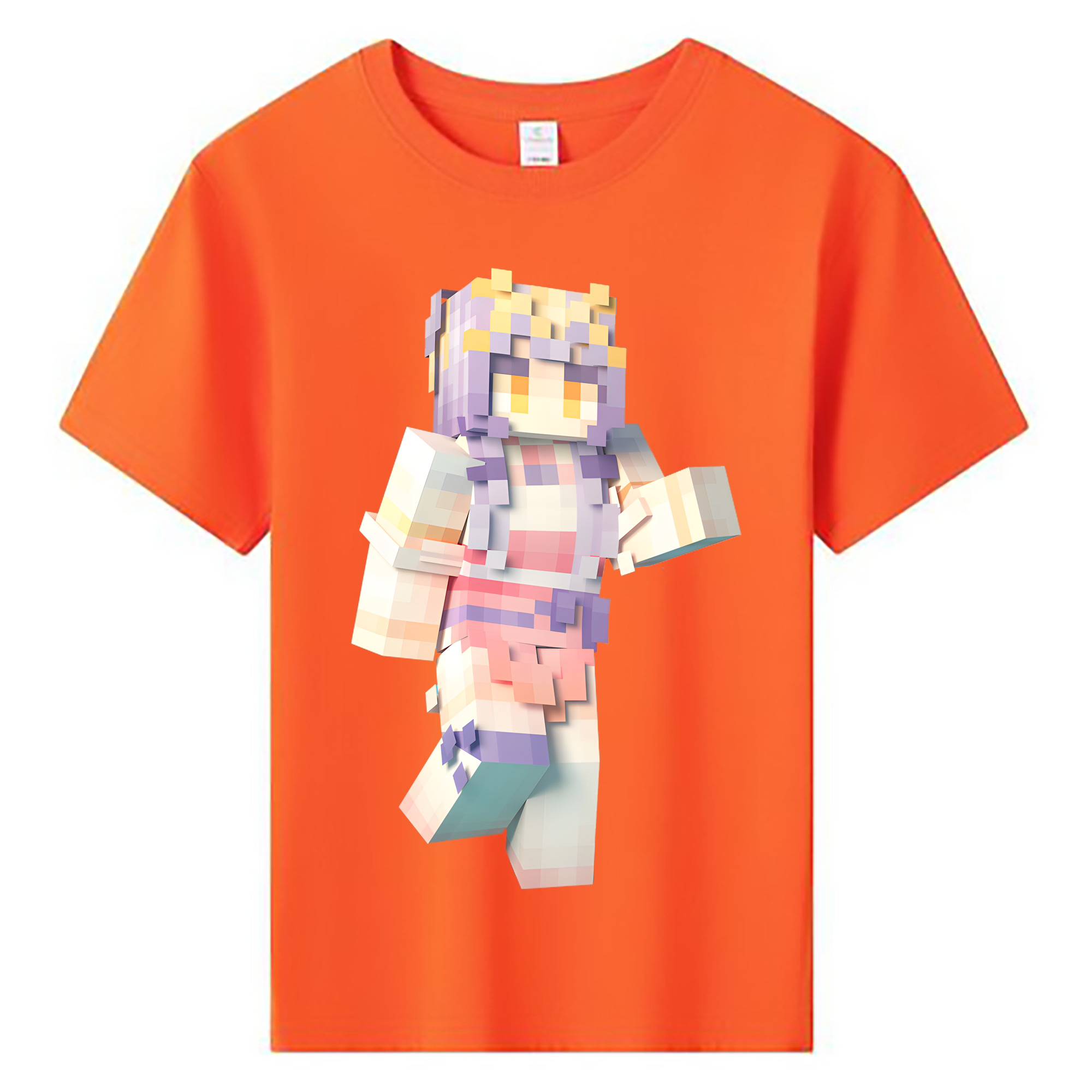 （画像用） マインクラフト ブロックの世界 Minecraft MC Block world 綿100％キッズTシャツ（フロントプリント）