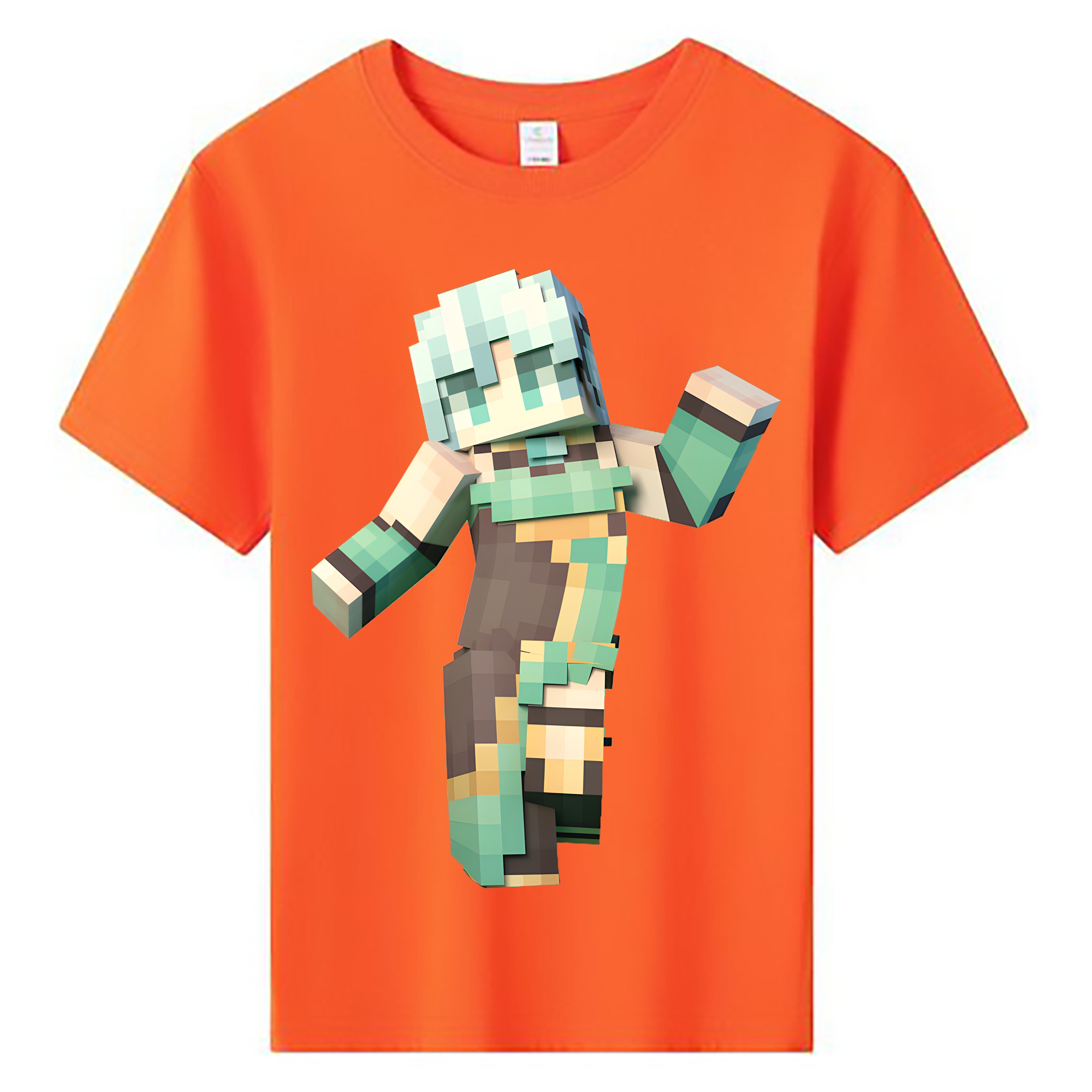 （画像用） マインクラフト ブロックの世界 Minecraft MC Block world 綿100％キッズTシャツ（フロントプリント）