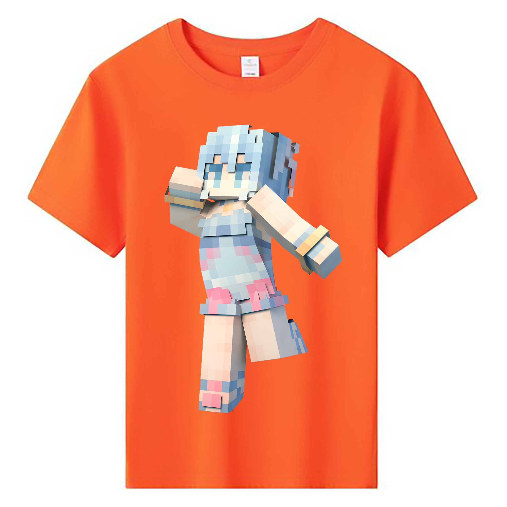 （画像用） マインクラフト ブロックの世界 Minecraft MC Block world 綿100％キッズTシャツ（フロントプリント）