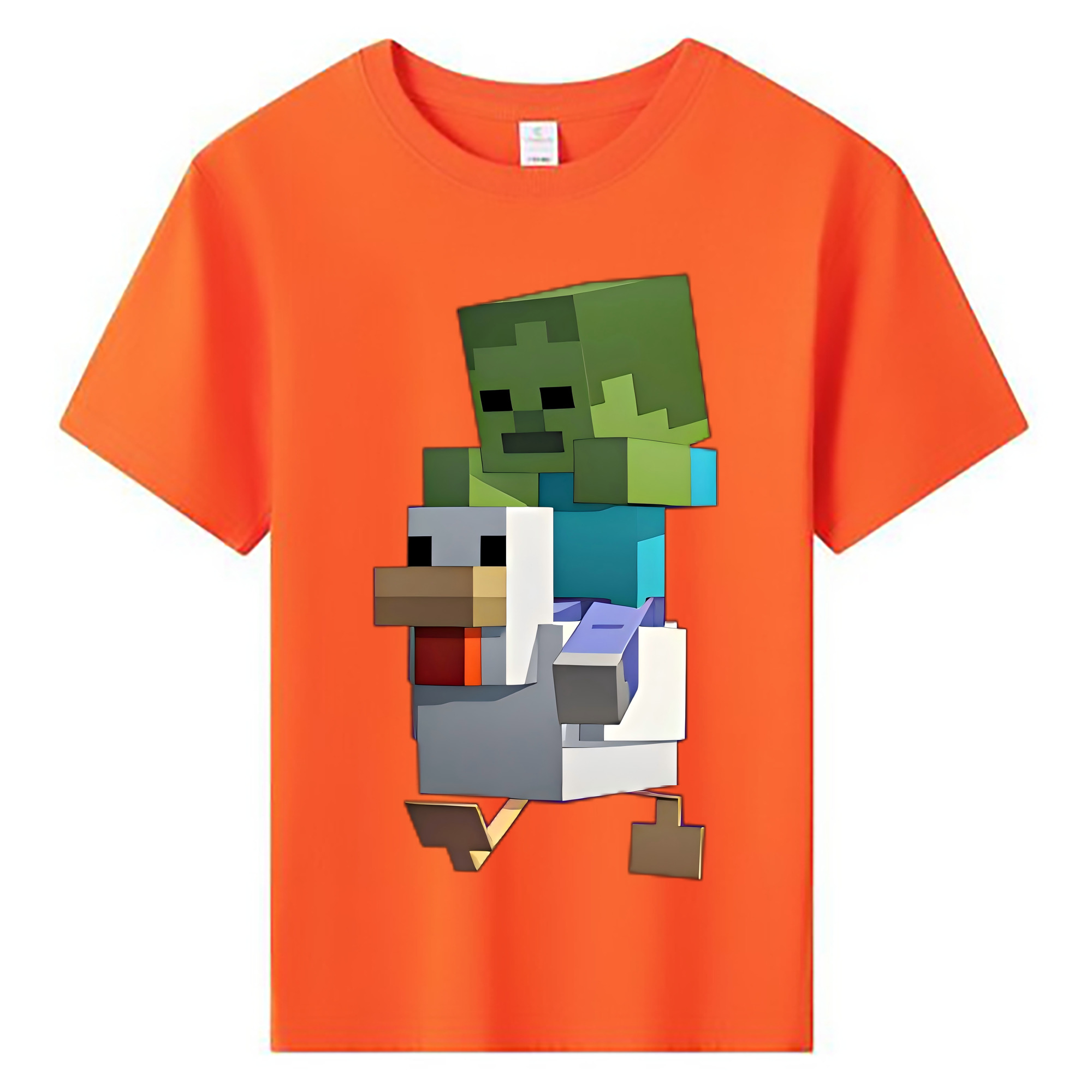 （画像用） マインクラフト ブロックの世界 Minecraft MC Block world 綿100％キッズTシャツ（フロントプリント）