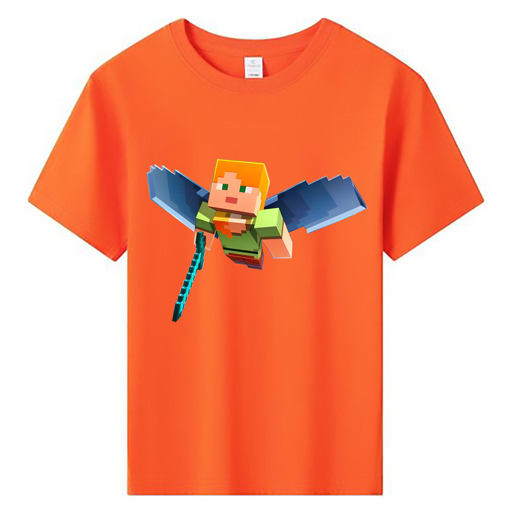 （画像用） マインクラフト ブロックの世界 Minecraft MC Block world 綿100％キッズTシャツ（フロントプリント）