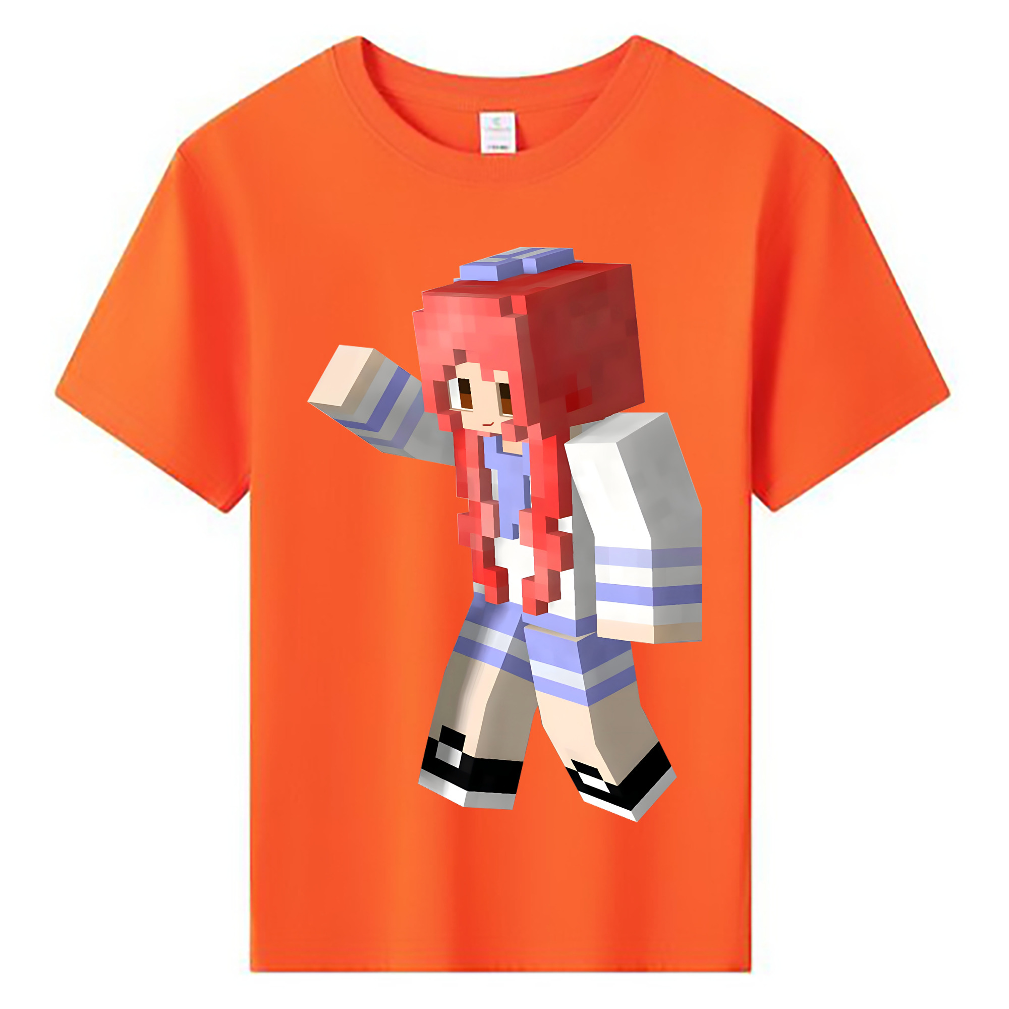 （画像用） マインクラフト ブロックの世界 Minecraft MC Block world 綿100％キッズTシャツ（フロントプリント）