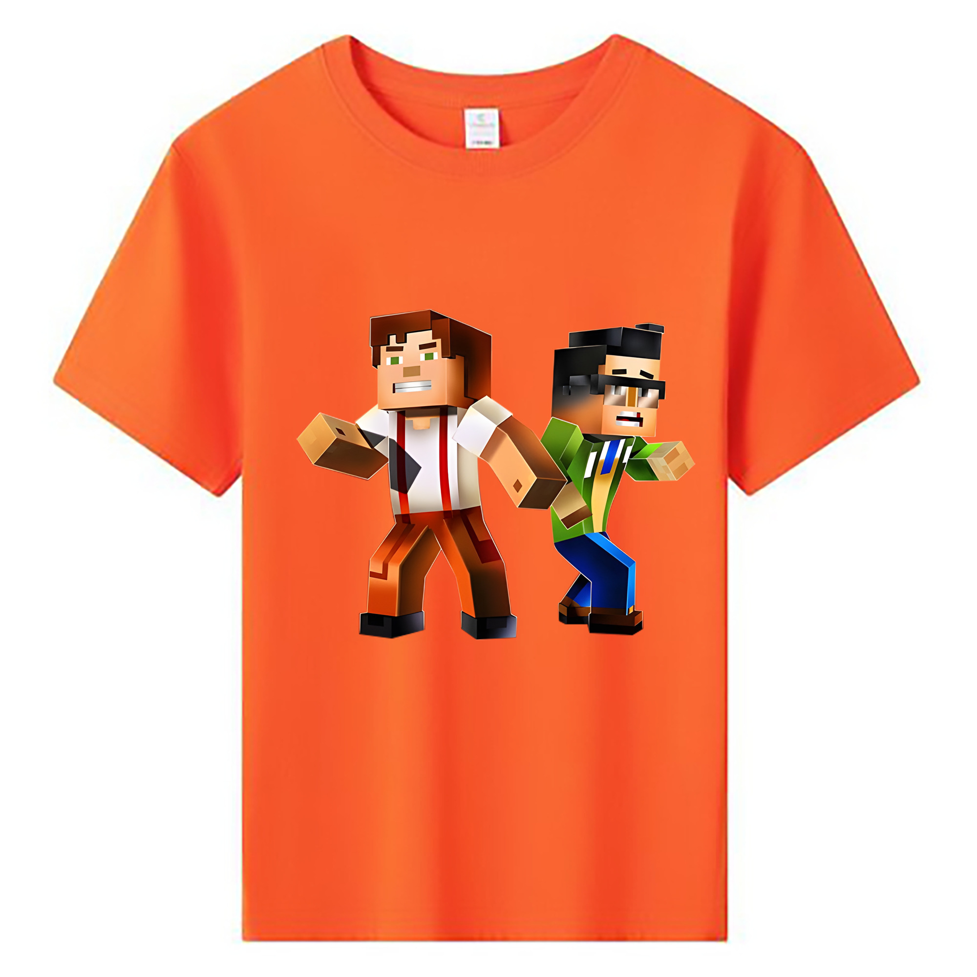 （画像用） マインクラフト ブロックの世界 Minecraft MC Block world 綿100％キッズTシャツ（フロントプリント）