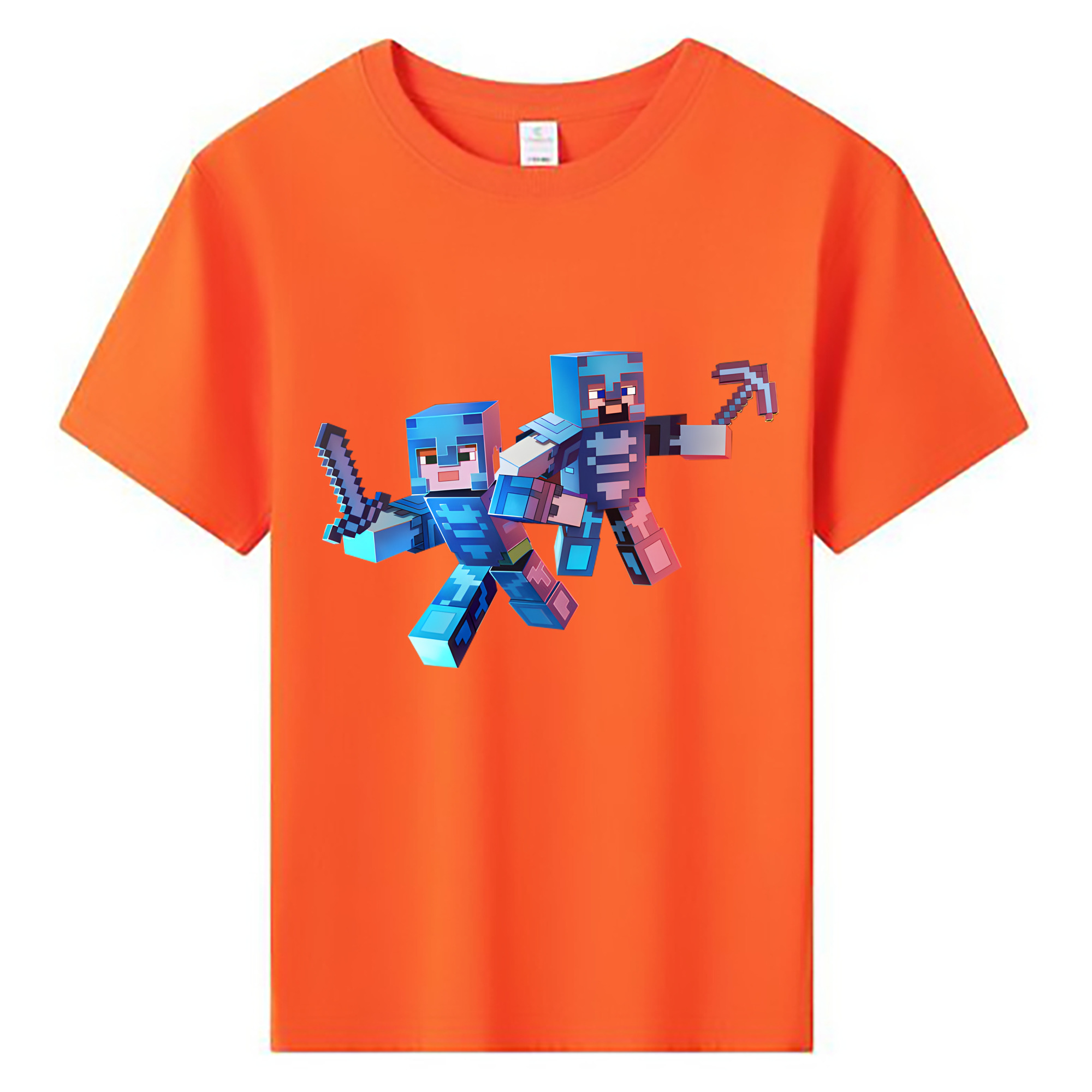 （画像用） マインクラフト ブロックの世界 Minecraft MC Block world 綿100％キッズTシャツ（フロントプリント）