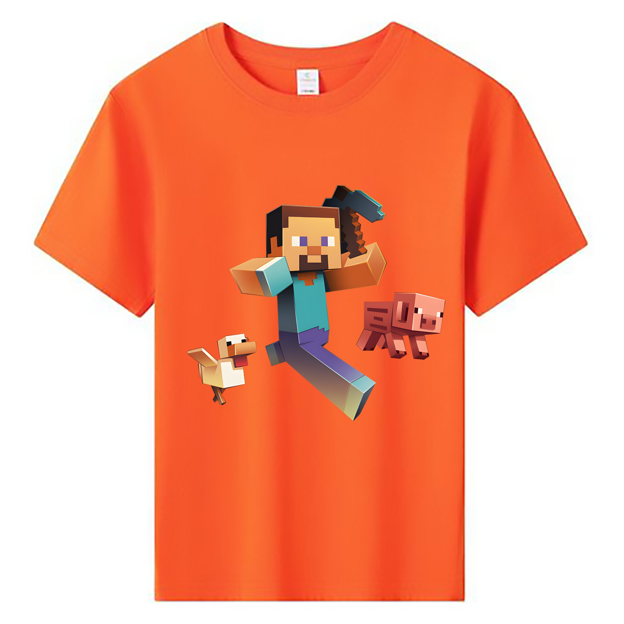 （画像用） マインクラフト ブロックの世界 Minecraft MC Block world 綿100％キッズTシャツ（フロントプリント）