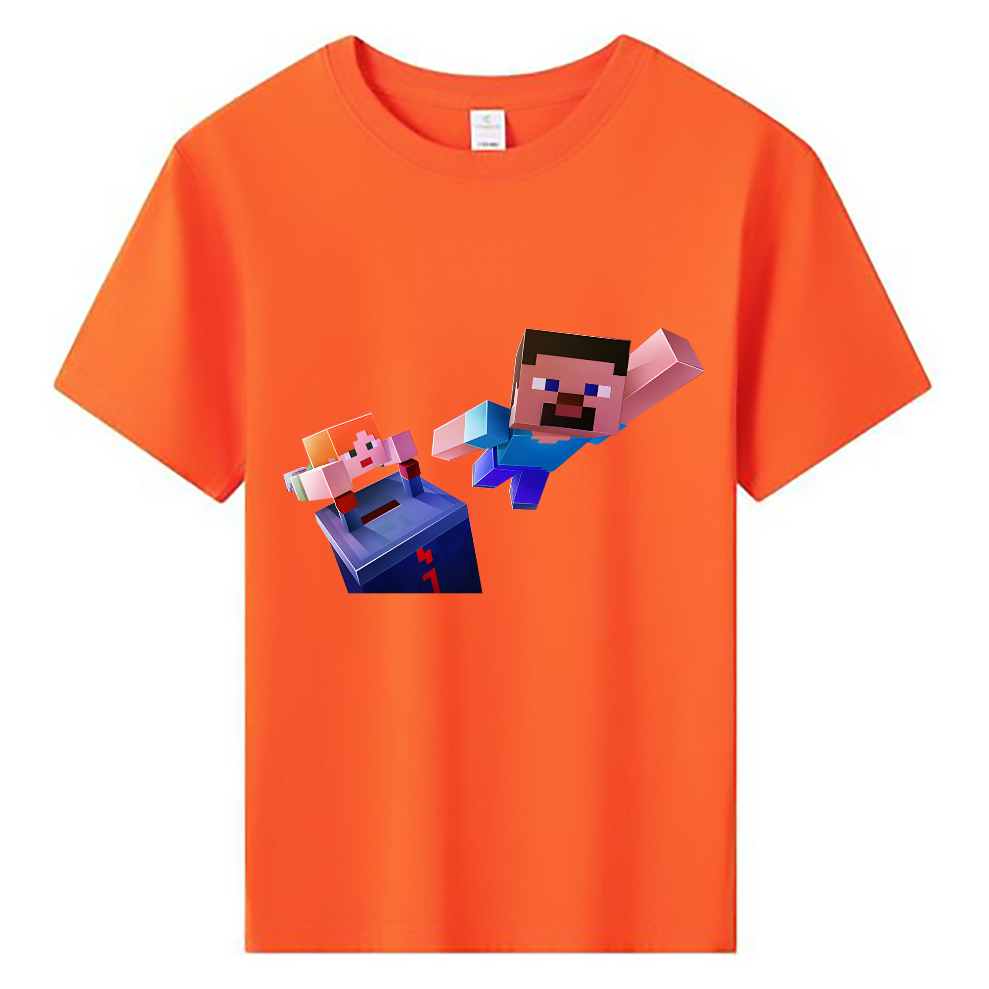 （画像用） マインクラフト ブロックの世界 Minecraft MC Block world 綿100％キッズTシャツ（フロントプリント）