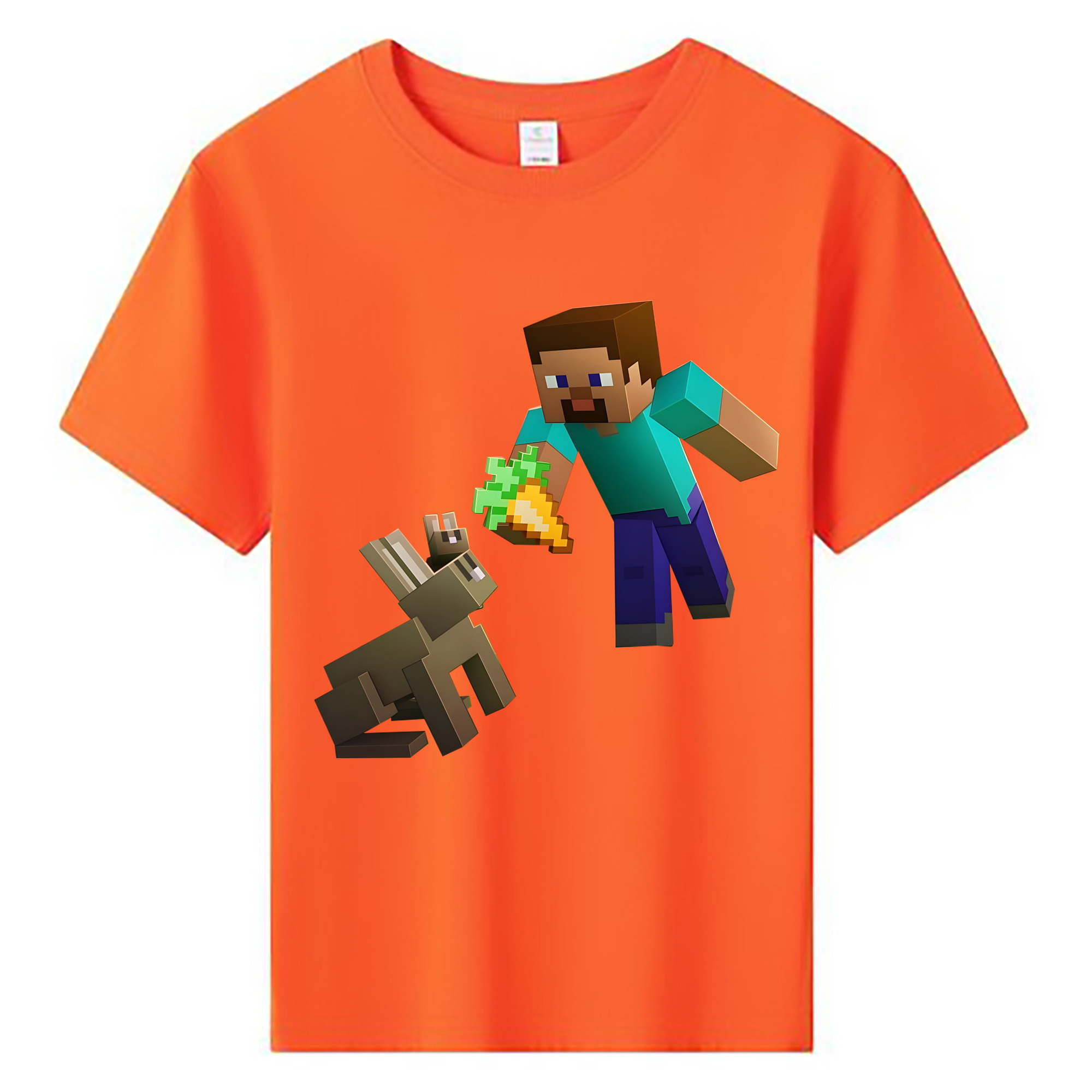 （画像用） マインクラフト ブロックの世界 Minecraft MC Block world 綿100％キッズTシャツ（フロントプリント）