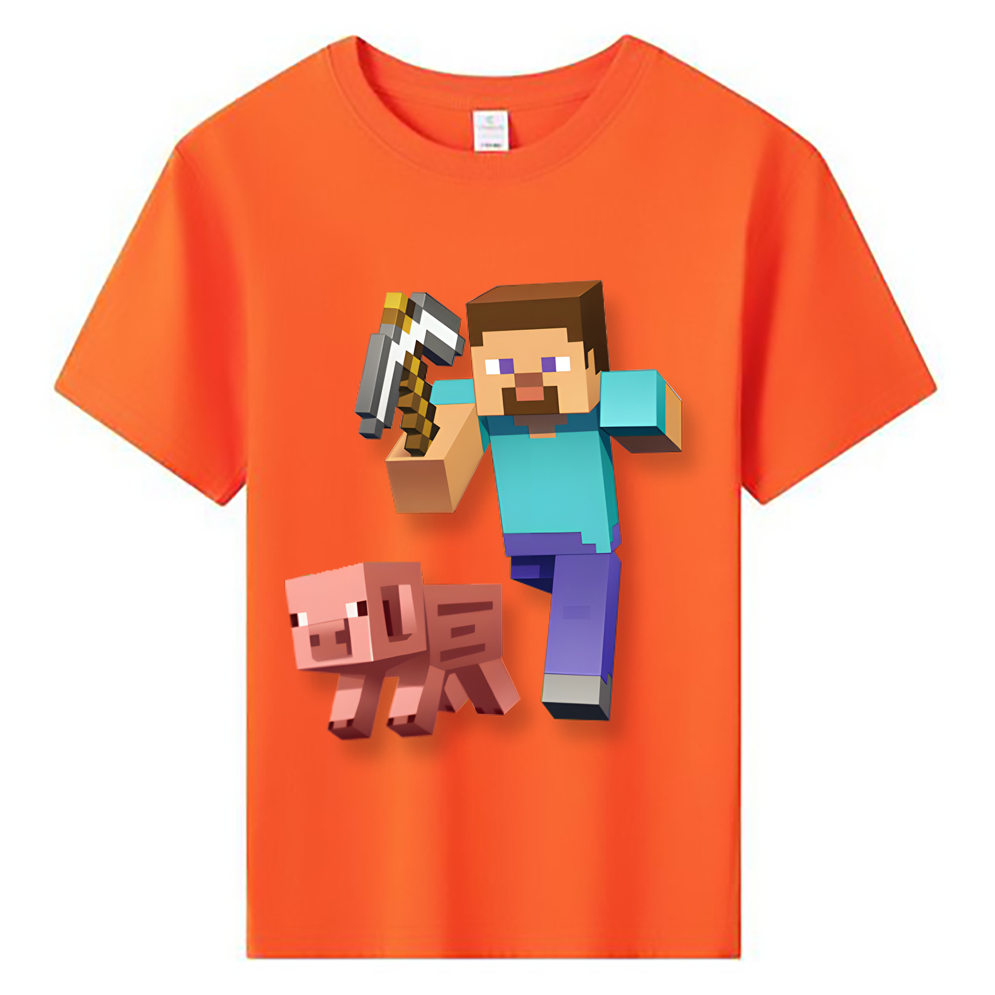 （画像用） マインクラフト ブロックの世界 Minecraft MC Block world 綿100％キッズTシャツ（フロントプリント）