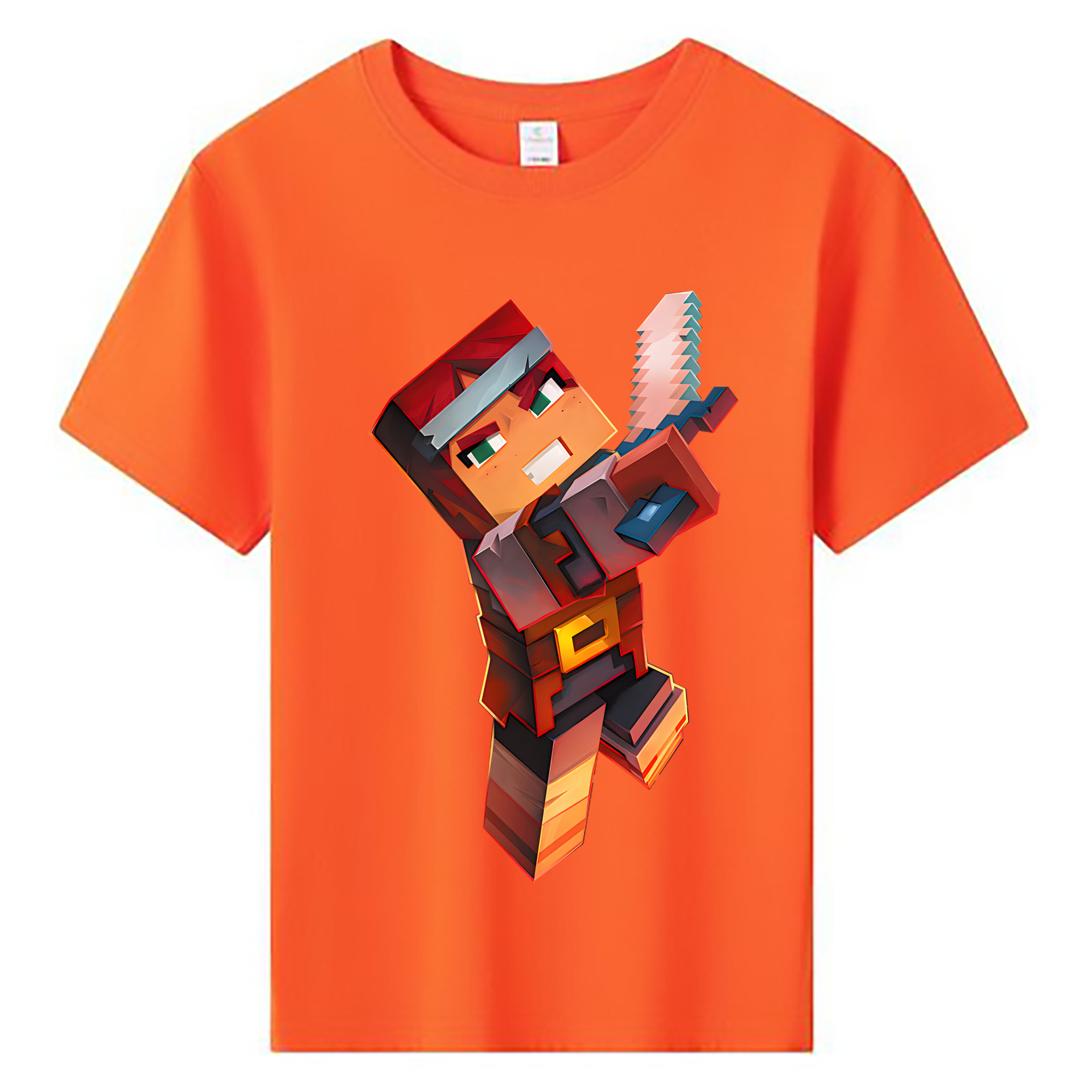 （画像用） マインクラフト ブロックの世界 Minecraft MC Block world 綿100％キッズTシャツ（フロントプリント）