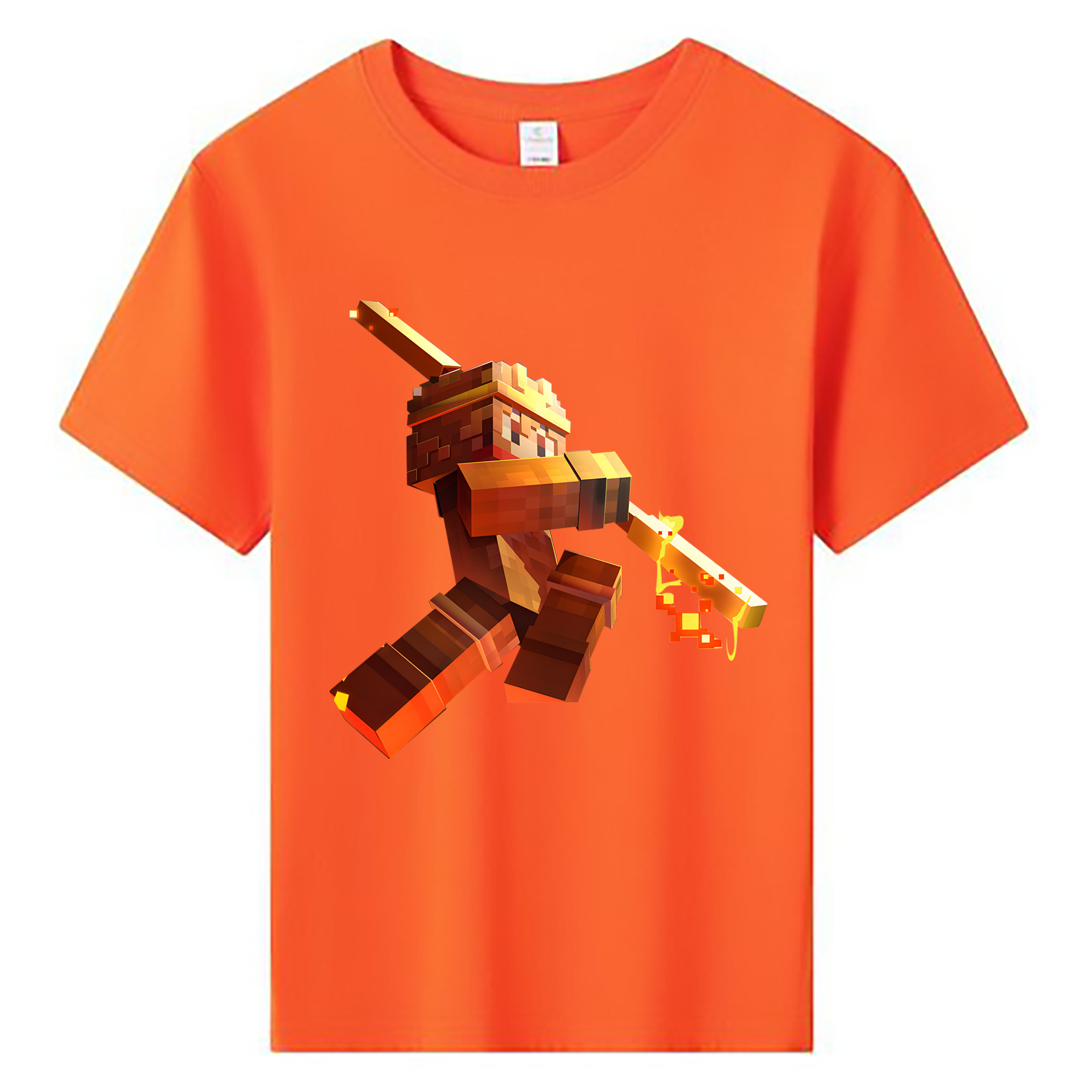 （画像用） マインクラフト ブロックの世界 Minecraft MC Block world 綿100％キッズTシャツ（フロントプリント）
