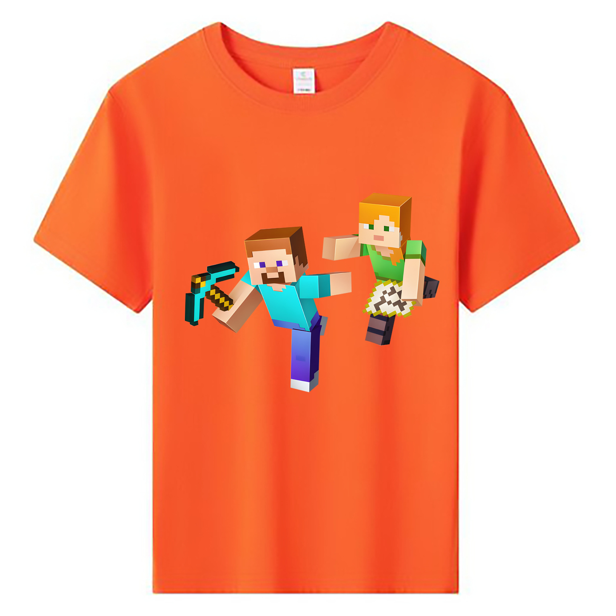 （画像用） マインクラフト ブロックの世界 Minecraft MC Block world 綿100％キッズTシャツ（フロントプリント）