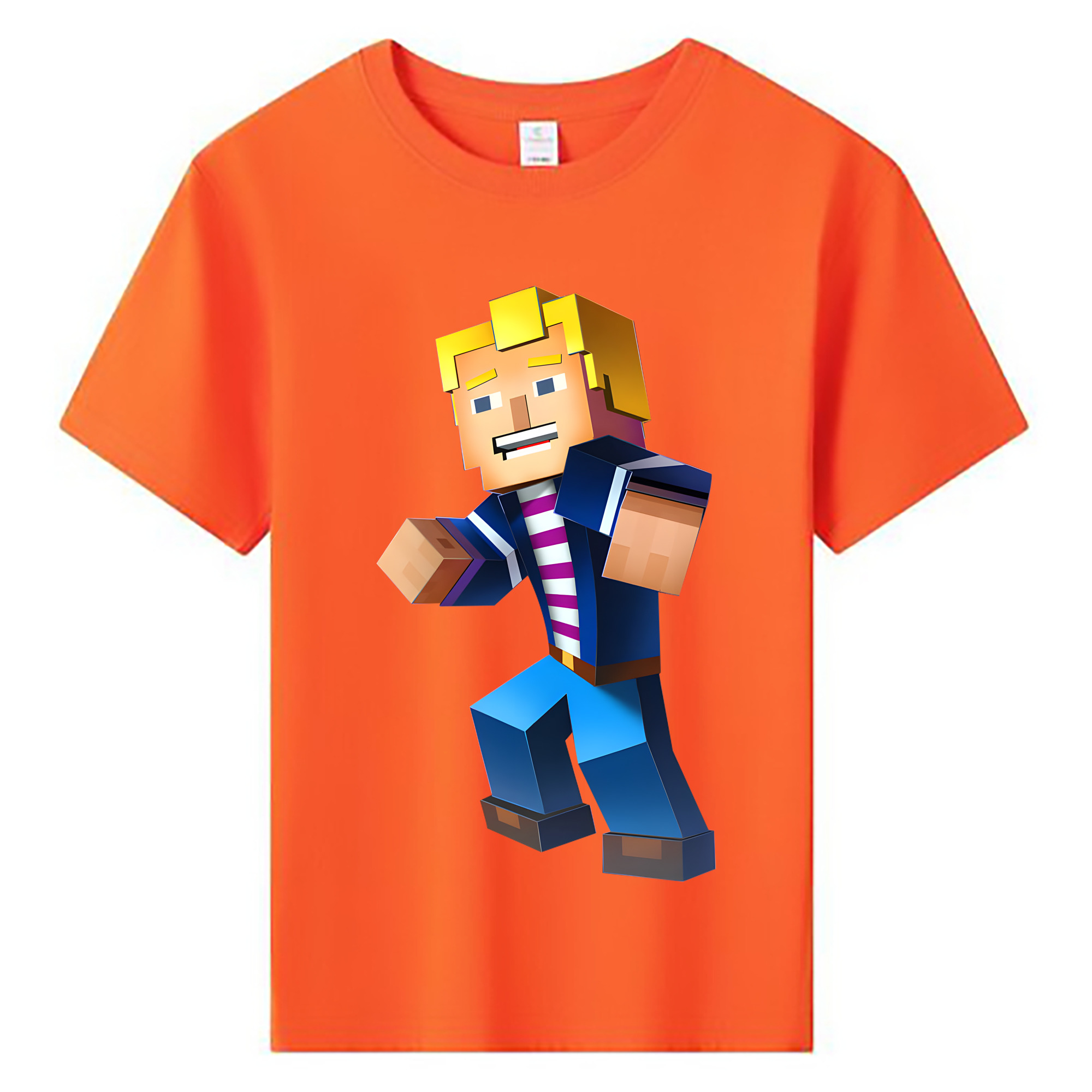 （画像用） マインクラフト ブロックの世界 Minecraft MC Block world 綿100％キッズTシャツ（フロントプリント）