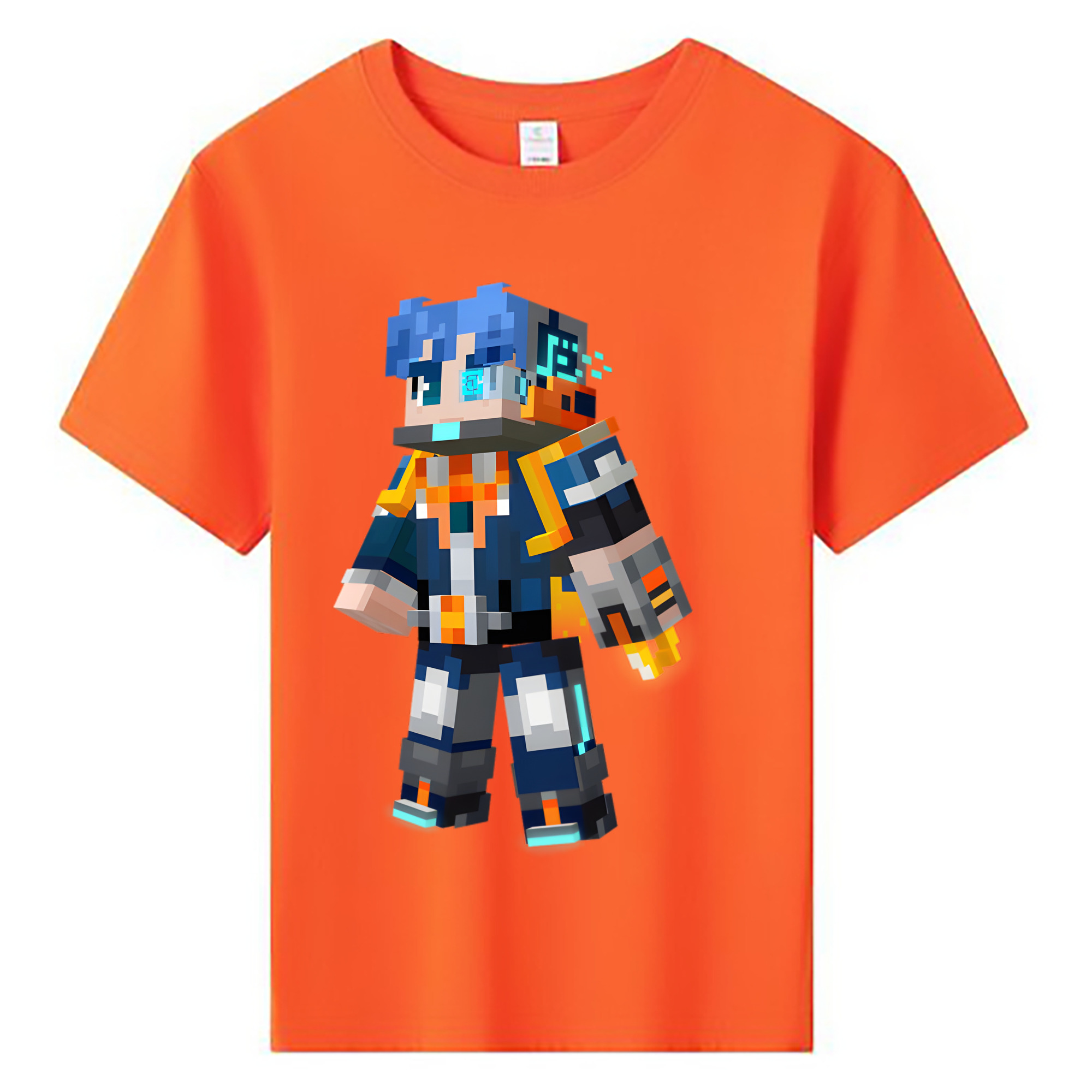 （画像用） マインクラフト ブロックの世界 Minecraft MC Block world 綿100％キッズTシャツ（フロントプリント）