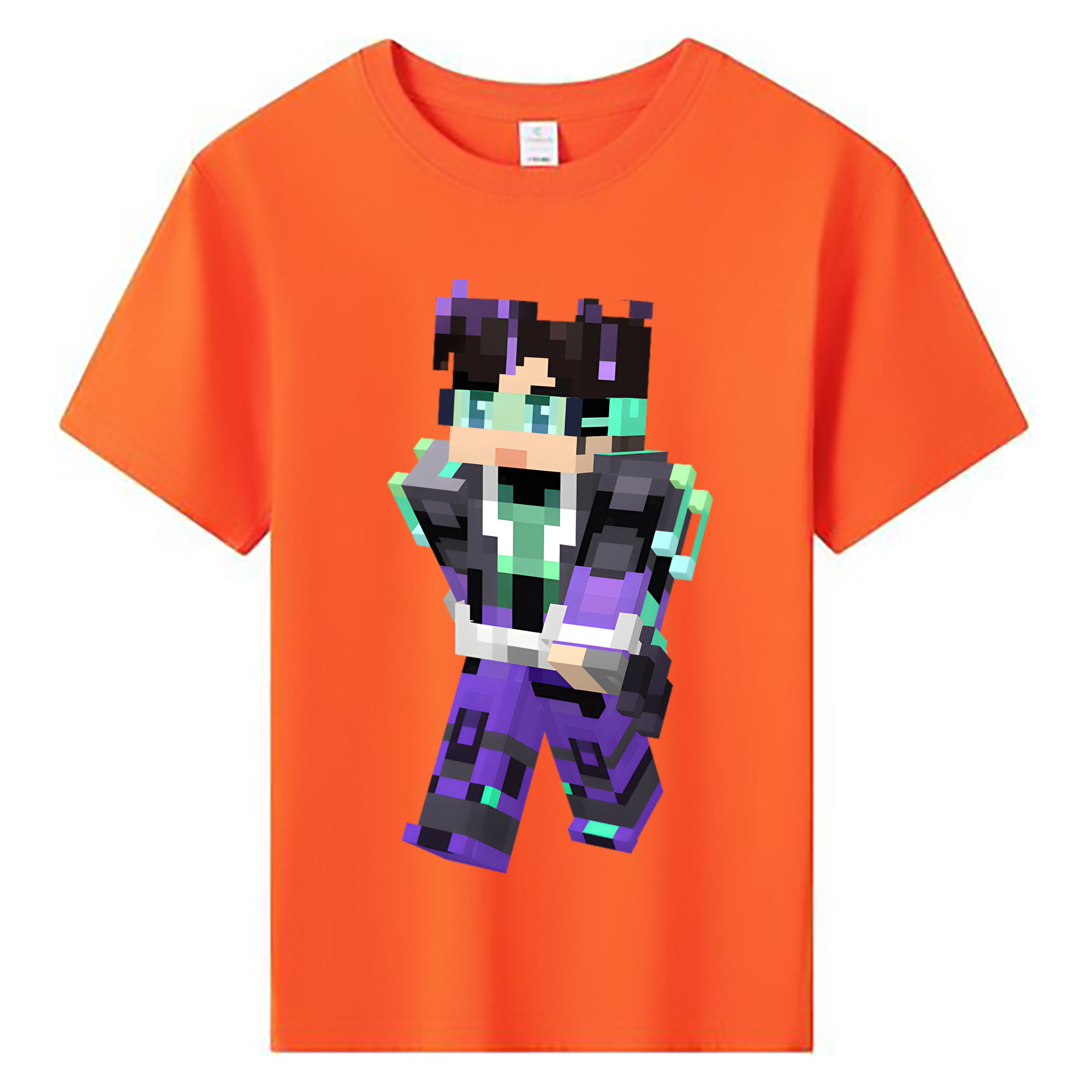 （画像用） マインクラフト ブロックの世界 Minecraft MC Block world 綿100％キッズTシャツ（フロントプリント）