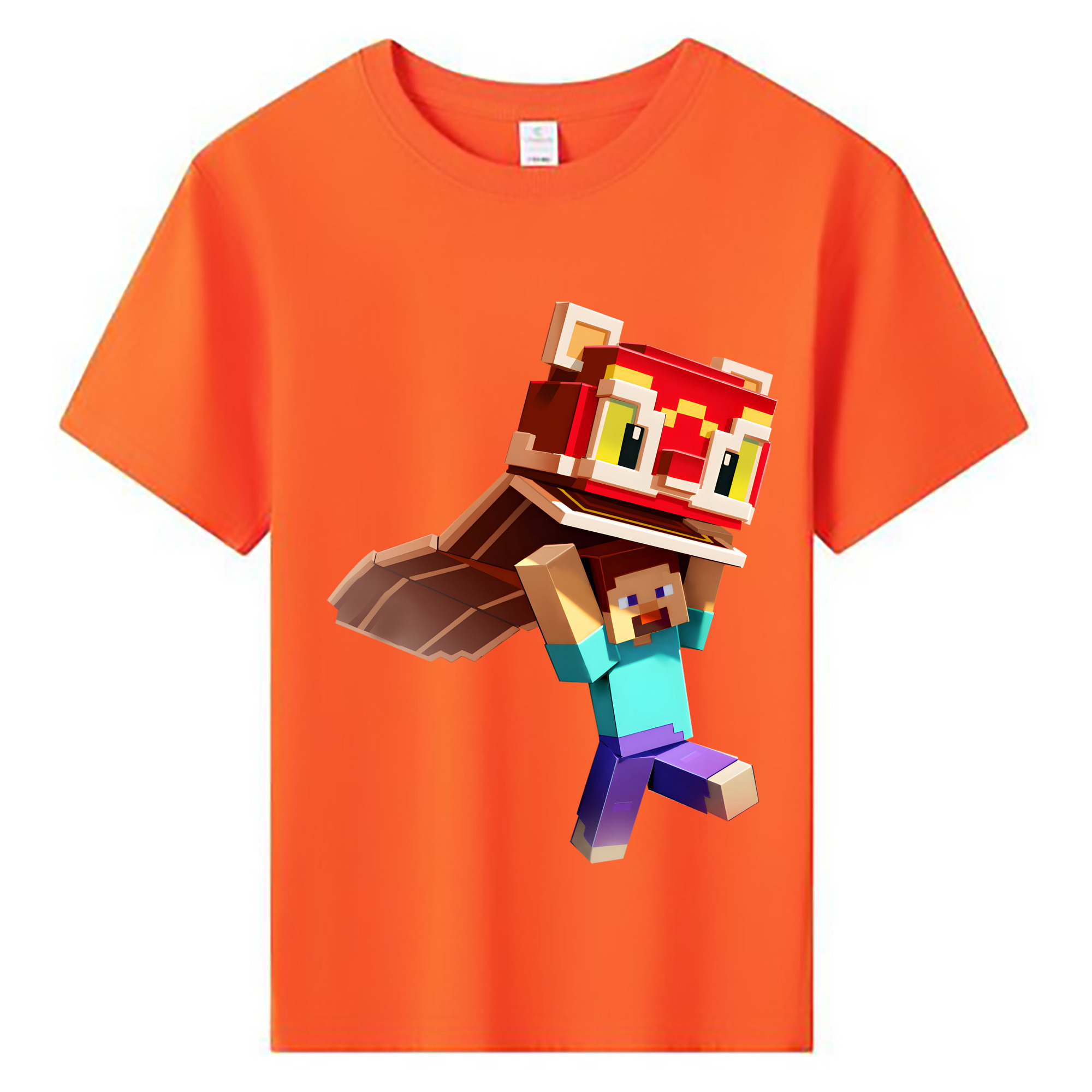 （画像用） マインクラフト ブロックの世界 Minecraft MC Block world 綿100％キッズTシャツ（フロントプリント）