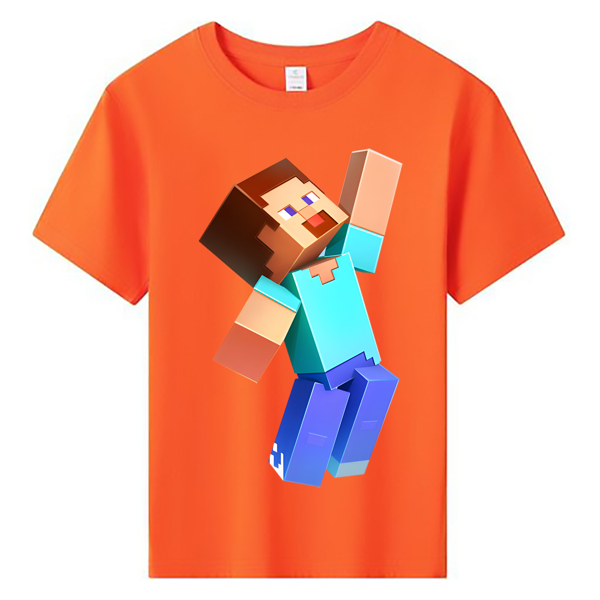 （画像用） マインクラフト ブロックの世界 Minecraft MC Block world 綿100％キッズTシャツ（フロントプリント）
