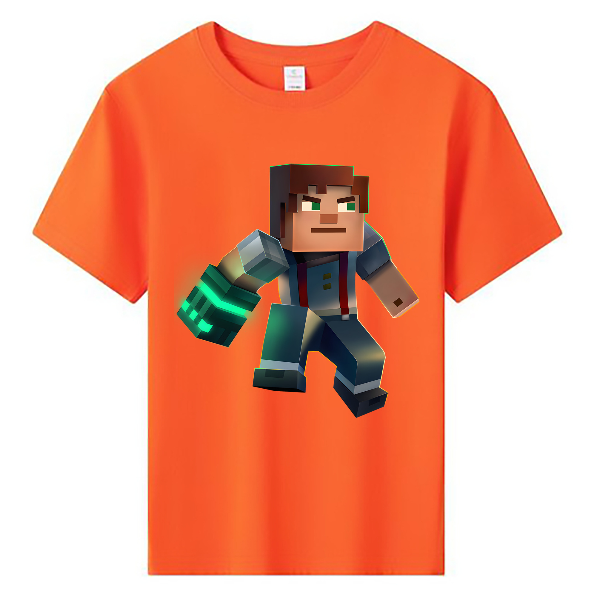 （画像用） マインクラフト ブロックの世界 Minecraft MC Block world 綿100％キッズTシャツ（フロントプリント）