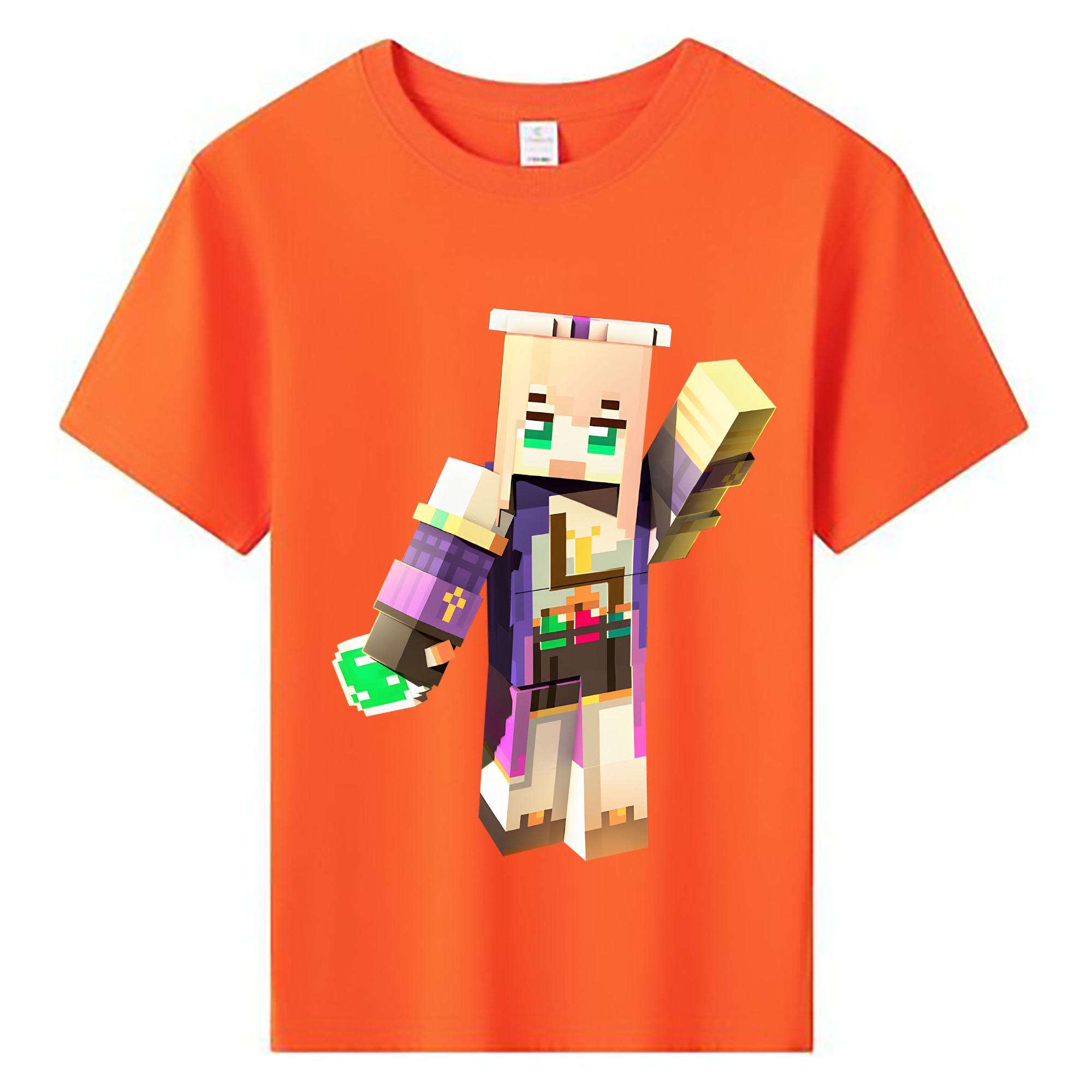 （画像用） マインクラフト ブロックの世界 Minecraft MC Block world 綿100％キッズTシャツ（フロントプリント）