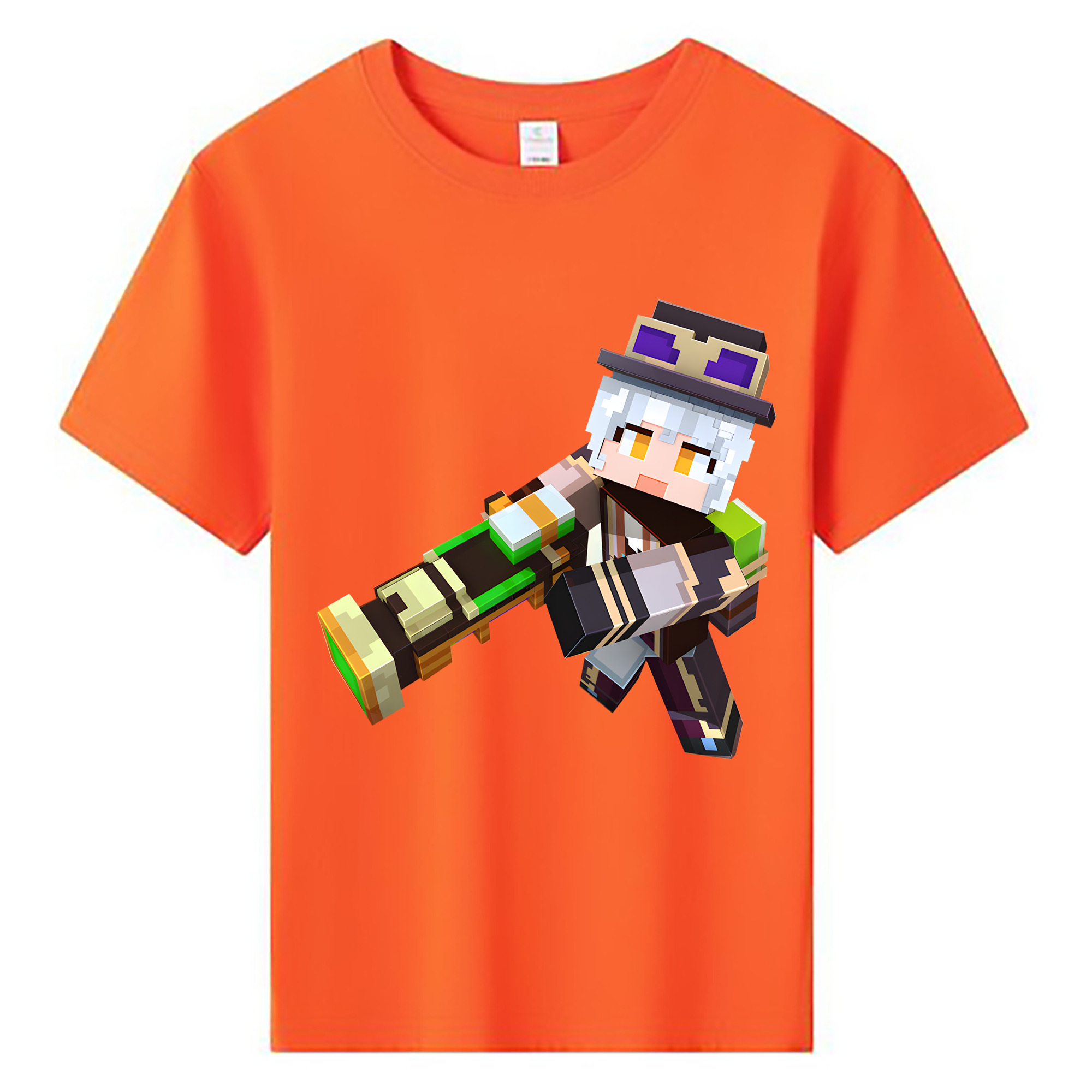 （画像用） マインクラフト ブロックの世界 Minecraft MC Block world 綿100％キッズTシャツ（フロントプリント）