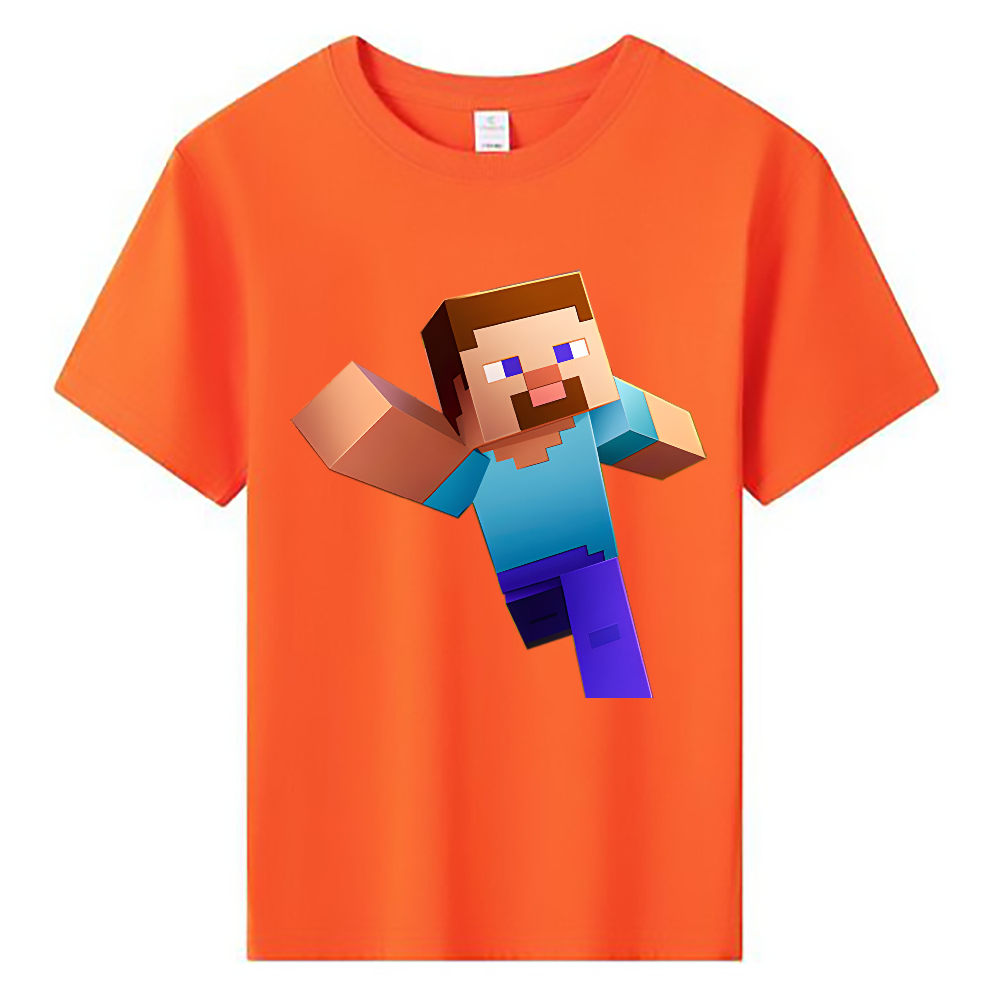 （画像用） マインクラフト ブロックの世界 Minecraft MC Block world 綿100％キッズTシャツ（フロントプリント）