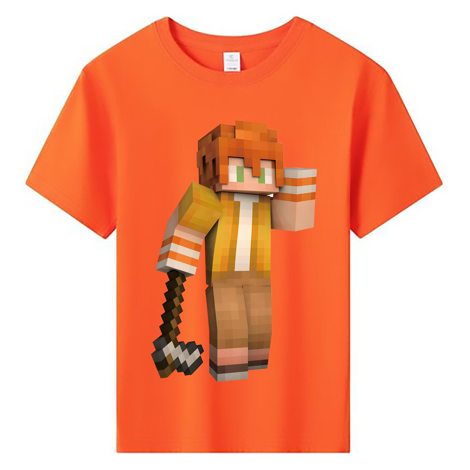 （画像用） マインクラフト ブロックの世界 Minecraft MC Block world 綿100％キッズTシャツ（フロントプリント）