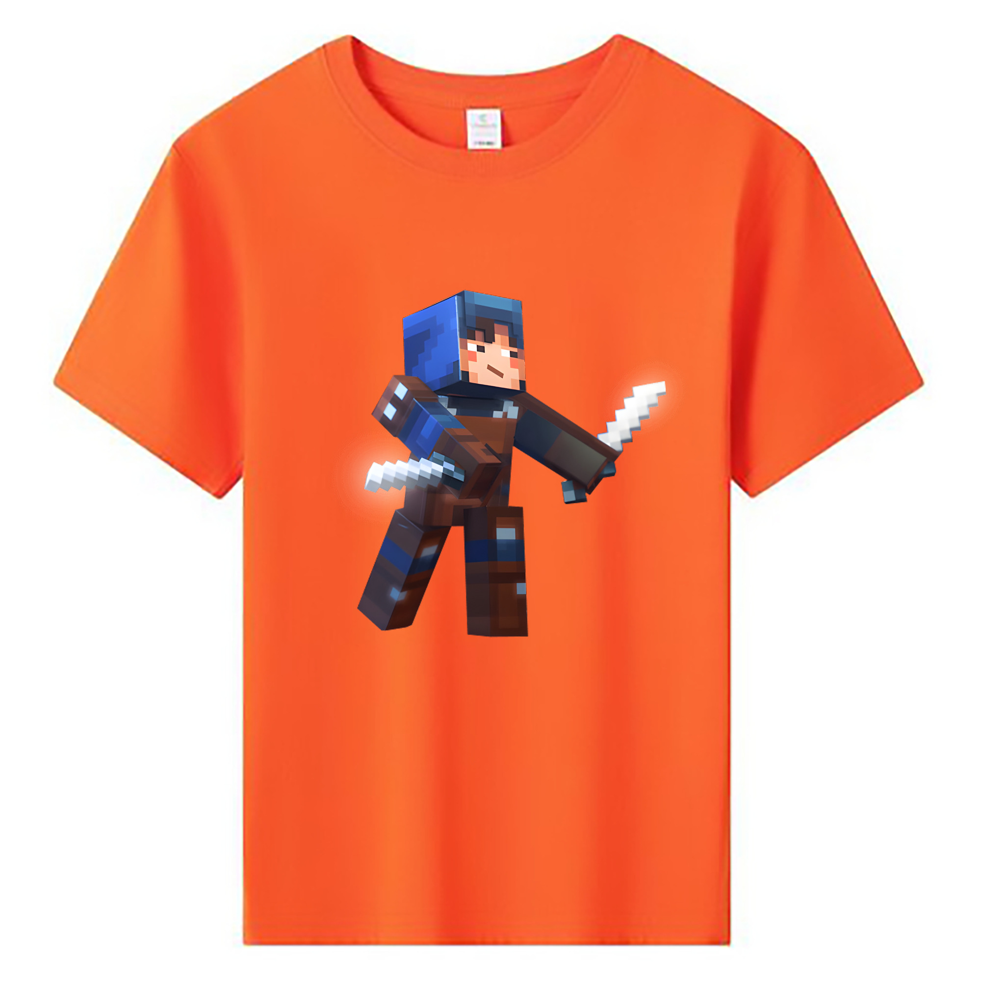 （画像用） マインクラフト ブロックの世界 Minecraft MC Block world 綿100％キッズTシャツ（フロントプリント）