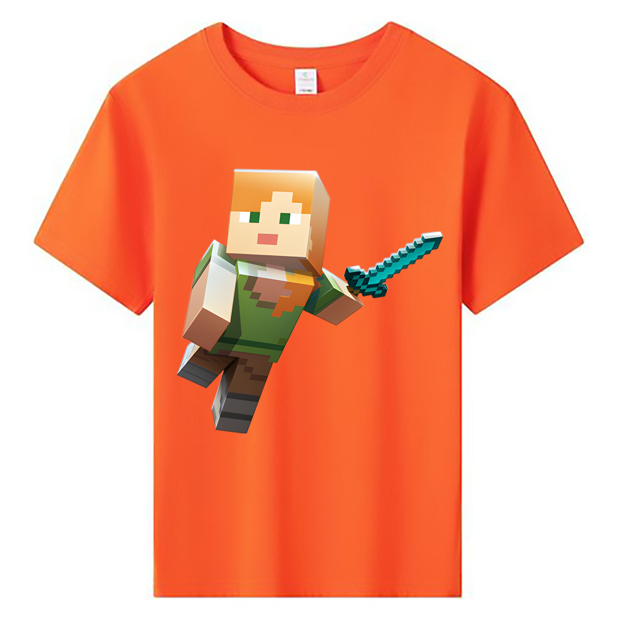 （画像用） マインクラフト ブロックの世界 Minecraft MC Block world 綿100％キッズTシャツ（フロントプリント）