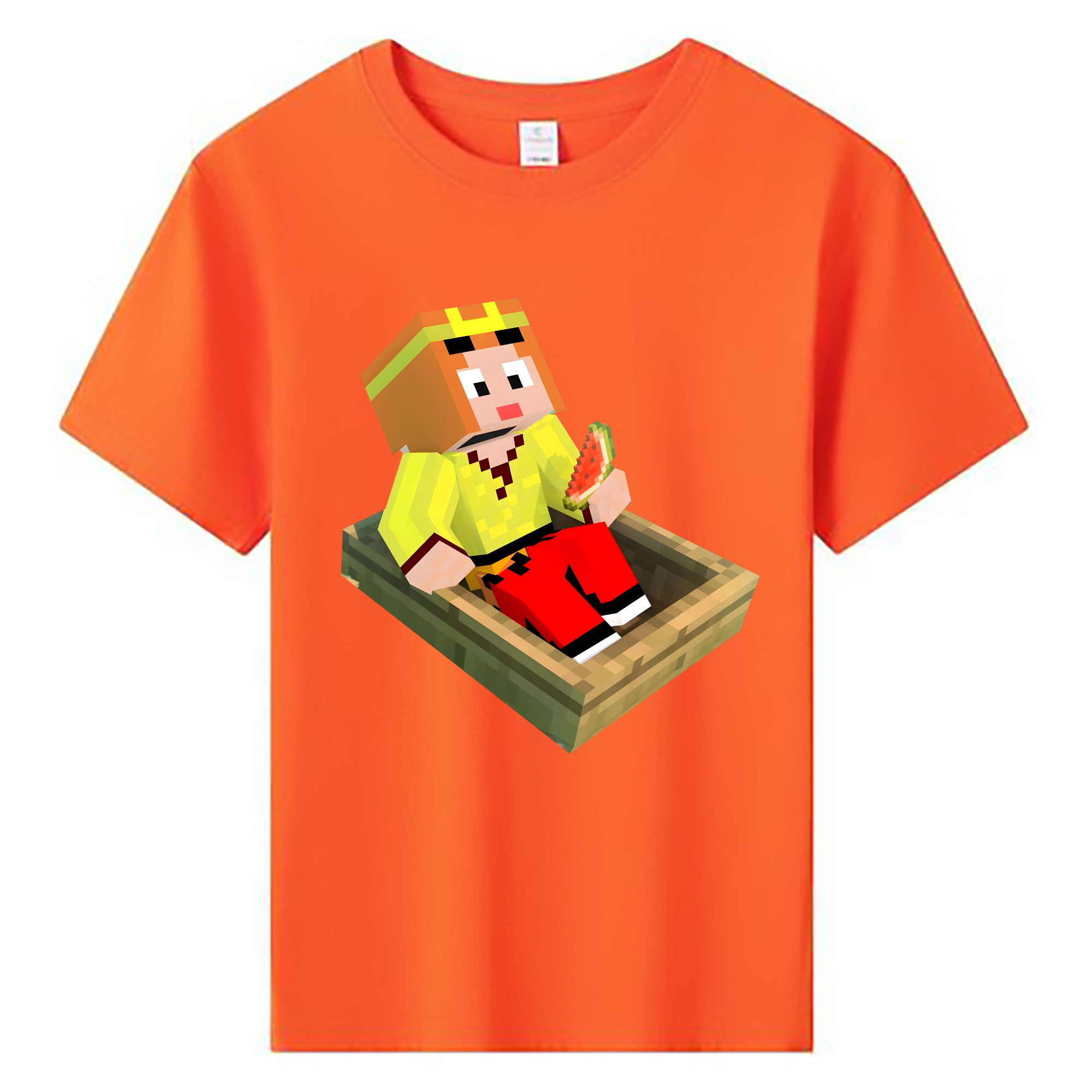 （画像用） マインクラフト ブロックの世界 Minecraft MC Block world 綿100％キッズTシャツ（フロントプリント）