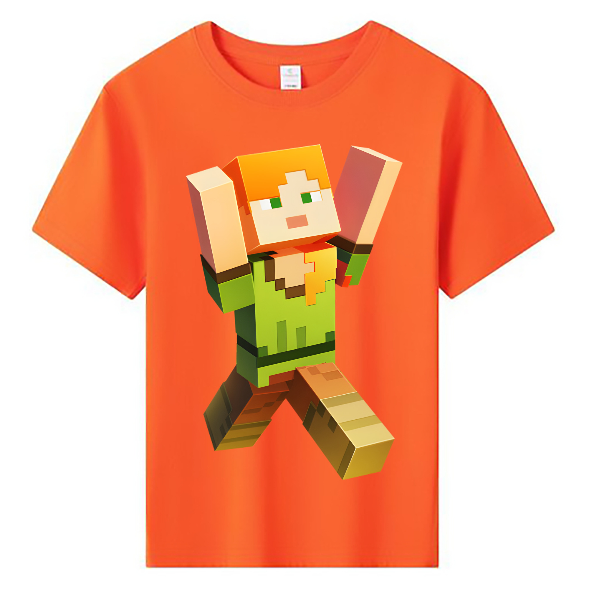 （画像用） マインクラフト ブロックの世界 Minecraft MC Block world 綿100％キッズTシャツ（フロントプリント）