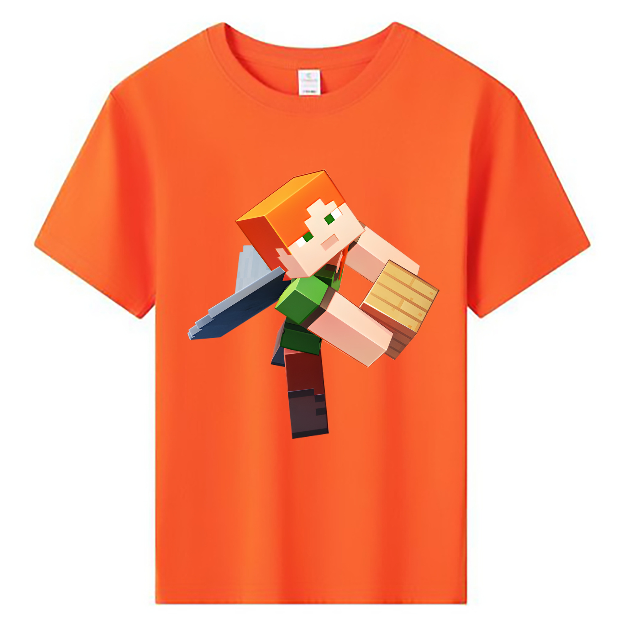 （画像用） マインクラフト ブロックの世界 Minecraft MC Block world 綿100％キッズTシャツ（フロントプリント）