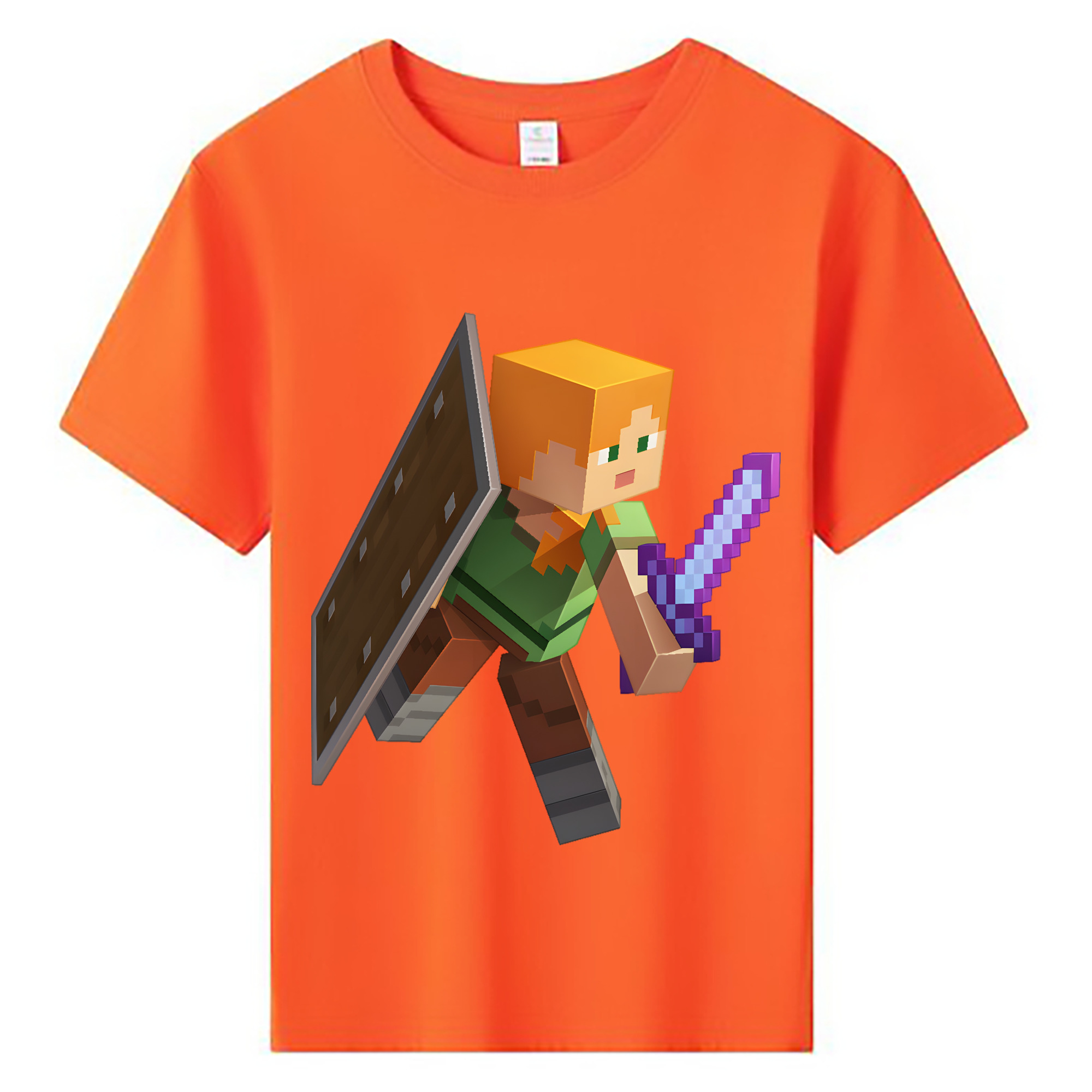 （画像用） マインクラフト ブロックの世界 Minecraft MC Block world 綿100％キッズTシャツ（フロントプリント）