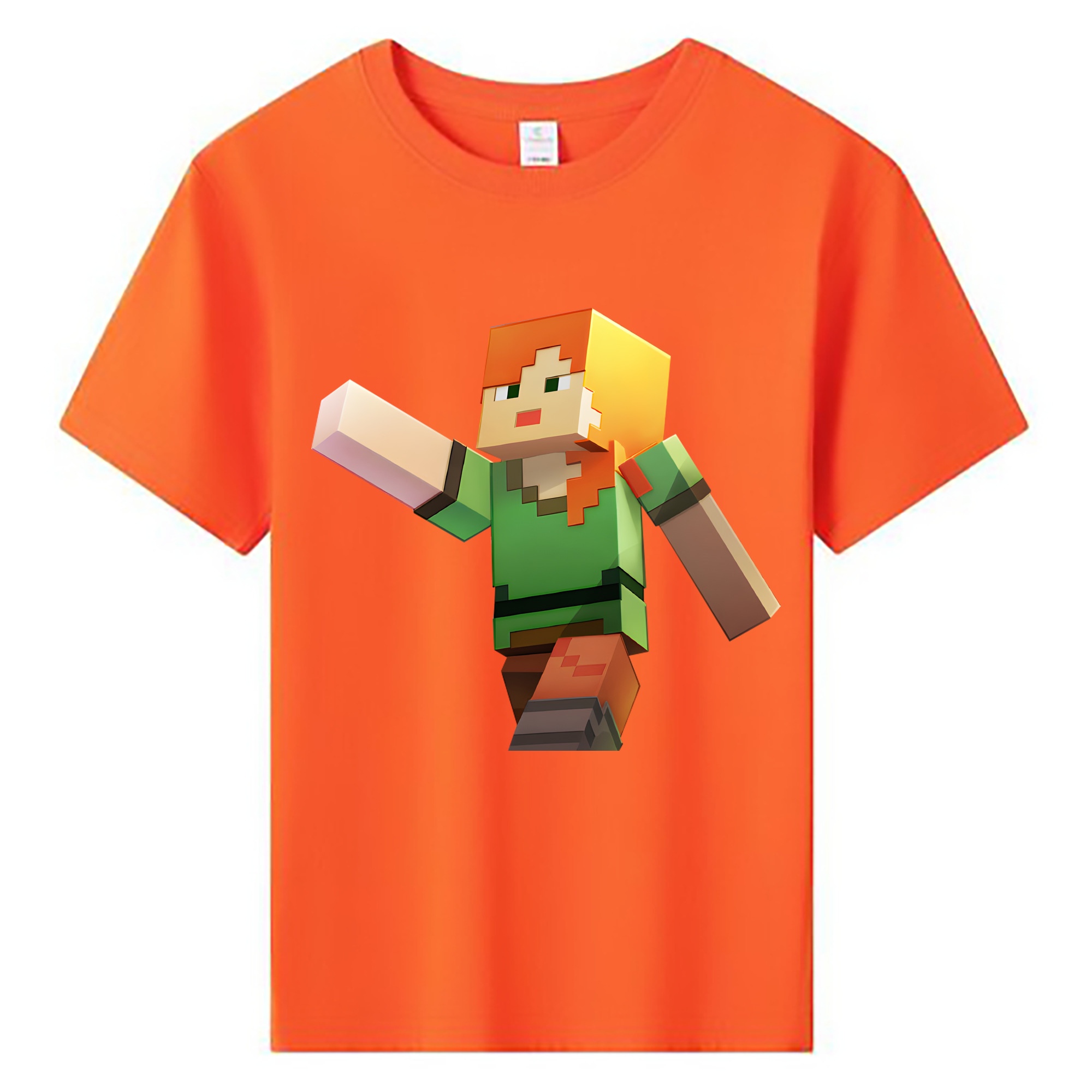 （画像用） マインクラフト ブロックの世界 Minecraft MC Block world 綿100％キッズTシャツ（フロントプリント）