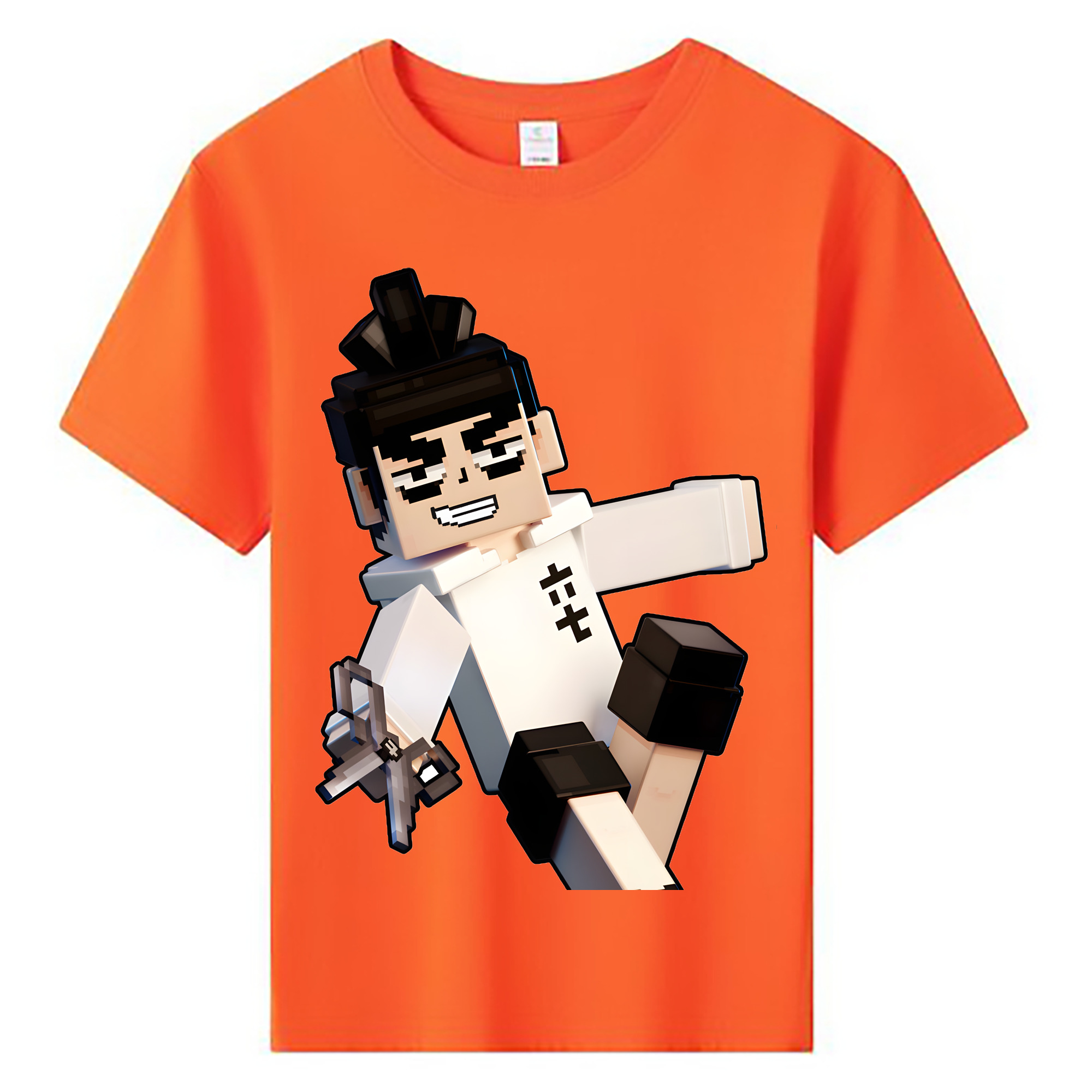 （画像用） マインクラフト ブロックの世界 Minecraft MC Block world 綿100％キッズTシャツ（フロントプリント）
