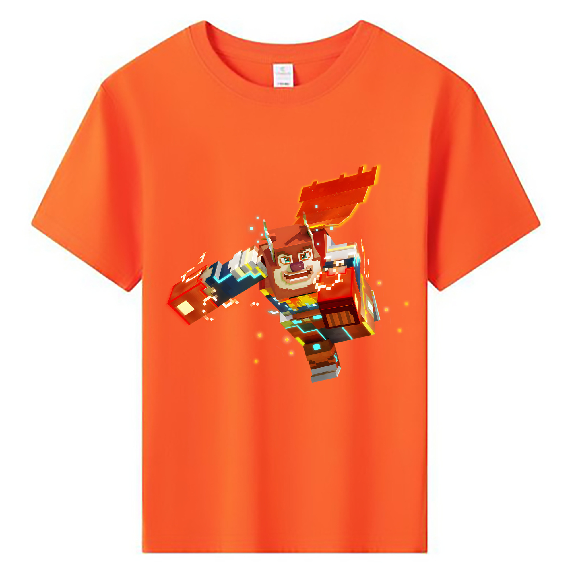 （画像用） マインクラフト ブロックの世界 Minecraft MC Block world 綿100％キッズTシャツ（フロントプリント）