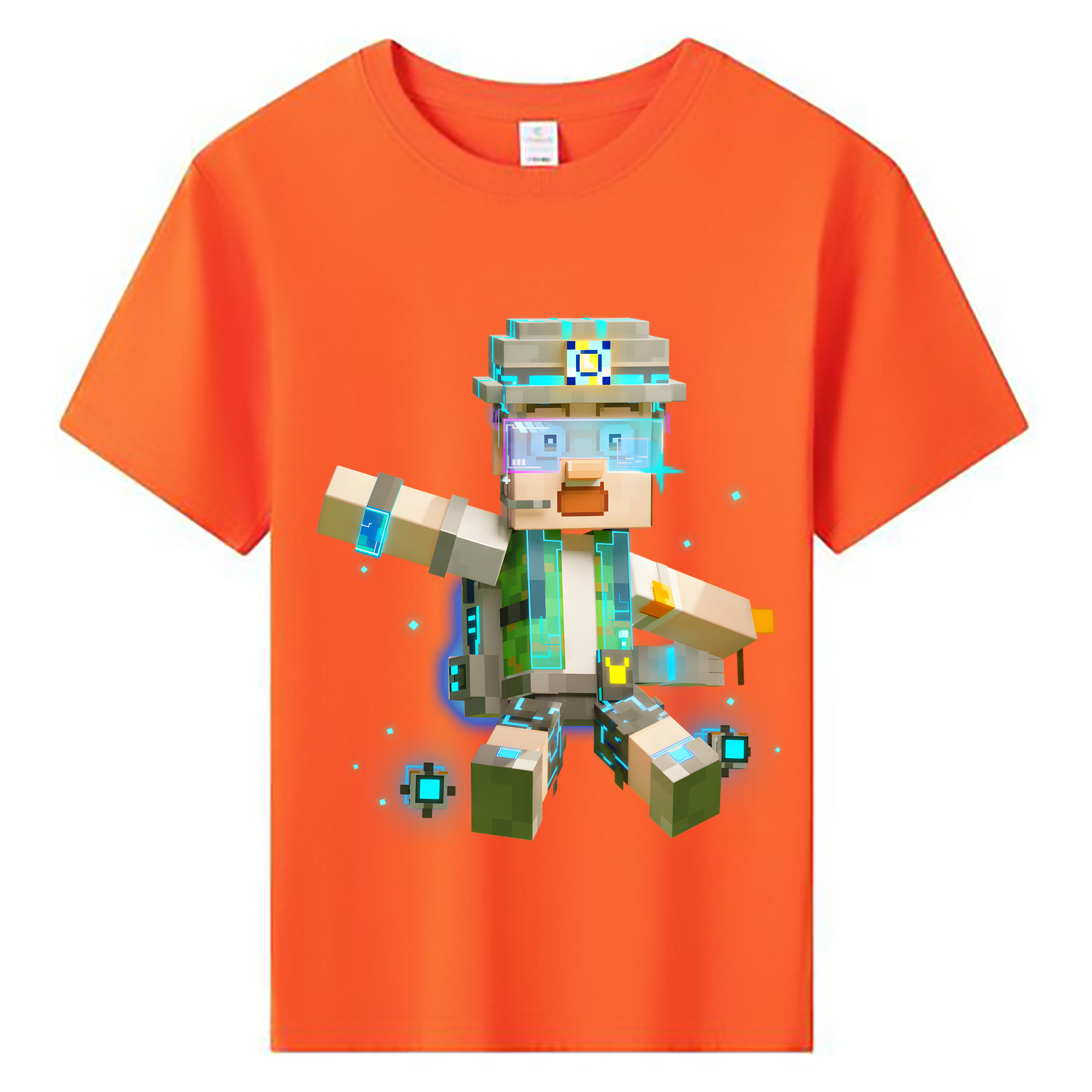 （画像用） マインクラフト ブロックの世界 Minecraft MC Block world 綿100％キッズTシャツ（フロントプリント）