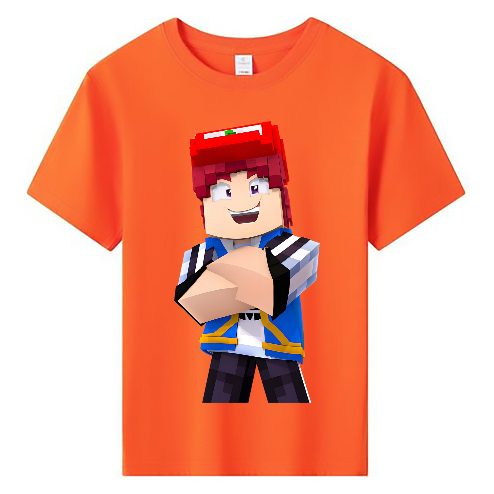 （画像用） マインクラフト ブロックの世界 Minecraft MC Block world 綿100％キッズTシャツ（フロントプリント）