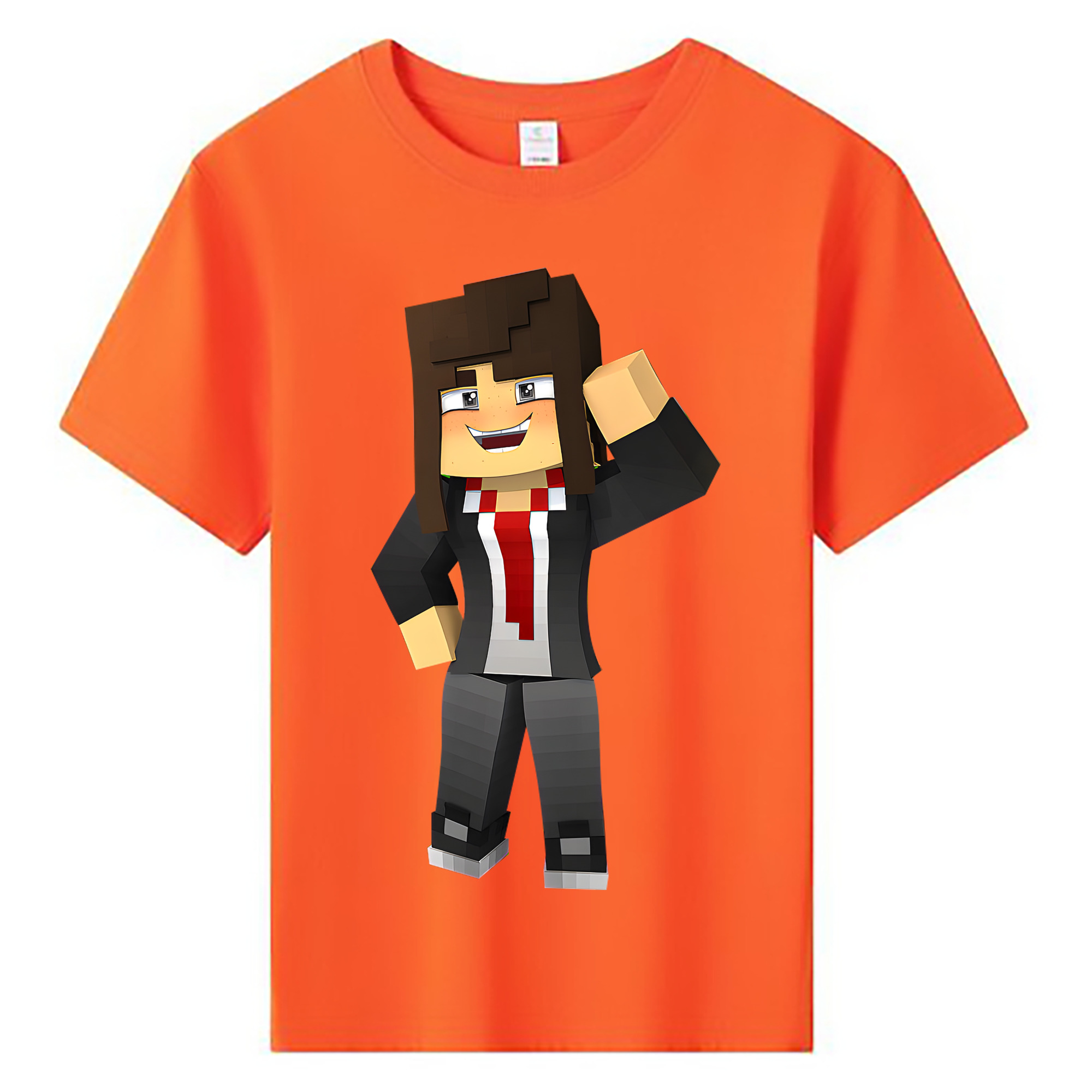 （画像用） マインクラフト ブロックの世界 Minecraft MC Block world 綿100％キッズTシャツ（フロントプリント）