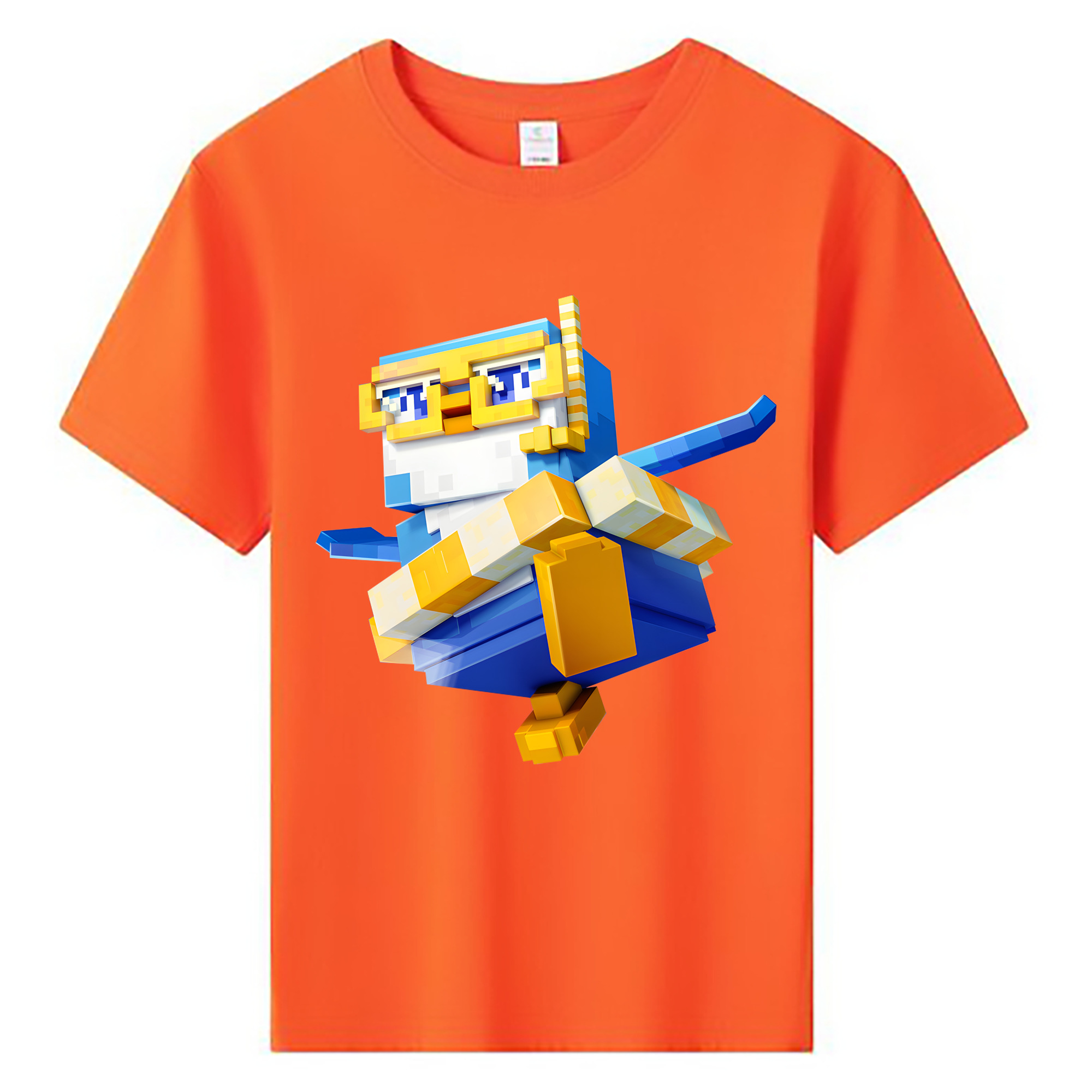（画像用） マインクラフト ブロックの世界 Minecraft MC Block world 綿100％キッズTシャツ（フロントプリント）